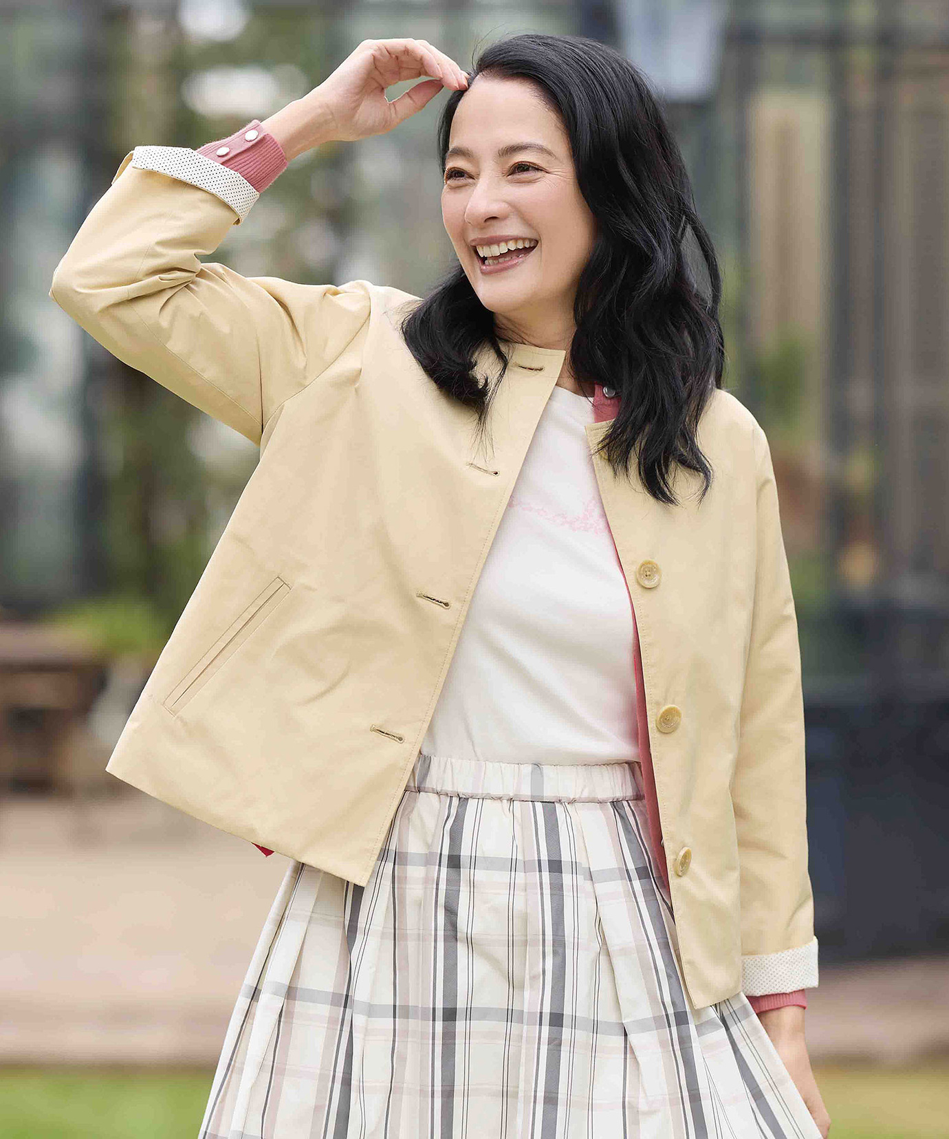 レディース コットンブレンド ノーカラー ジャケット通販 [0304-51405