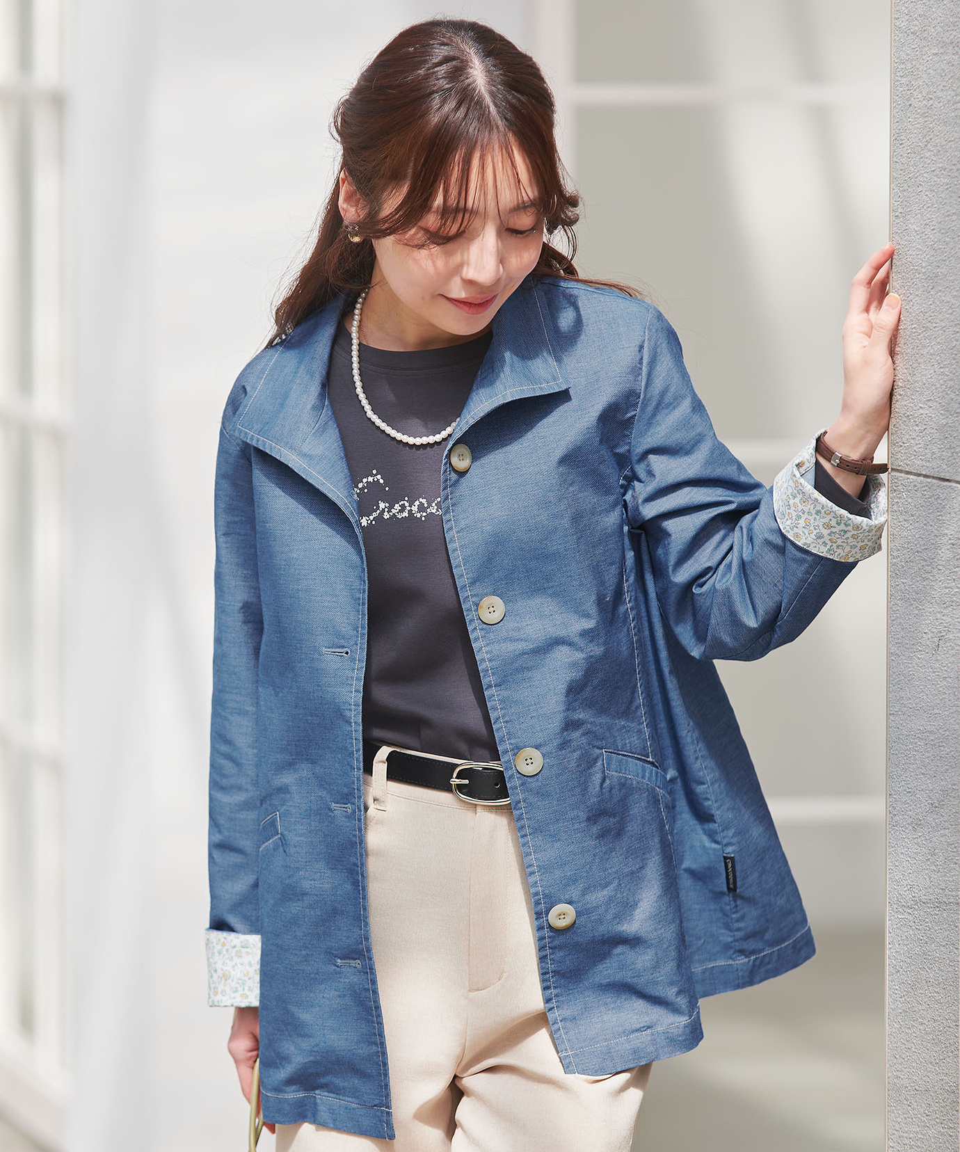 レディース デニムライク カバーオール ジャケット通販 [0304-51406