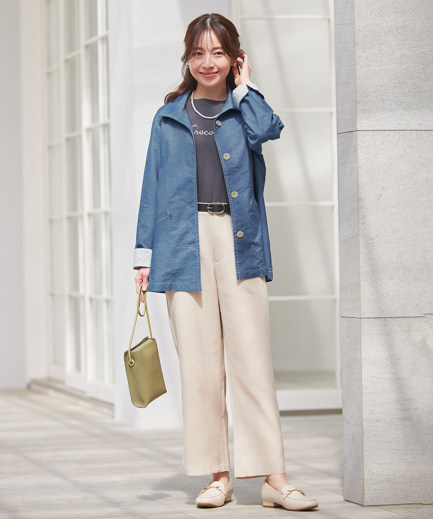 レディース デニムライク カバーオール ジャケット通販 [0304-51406