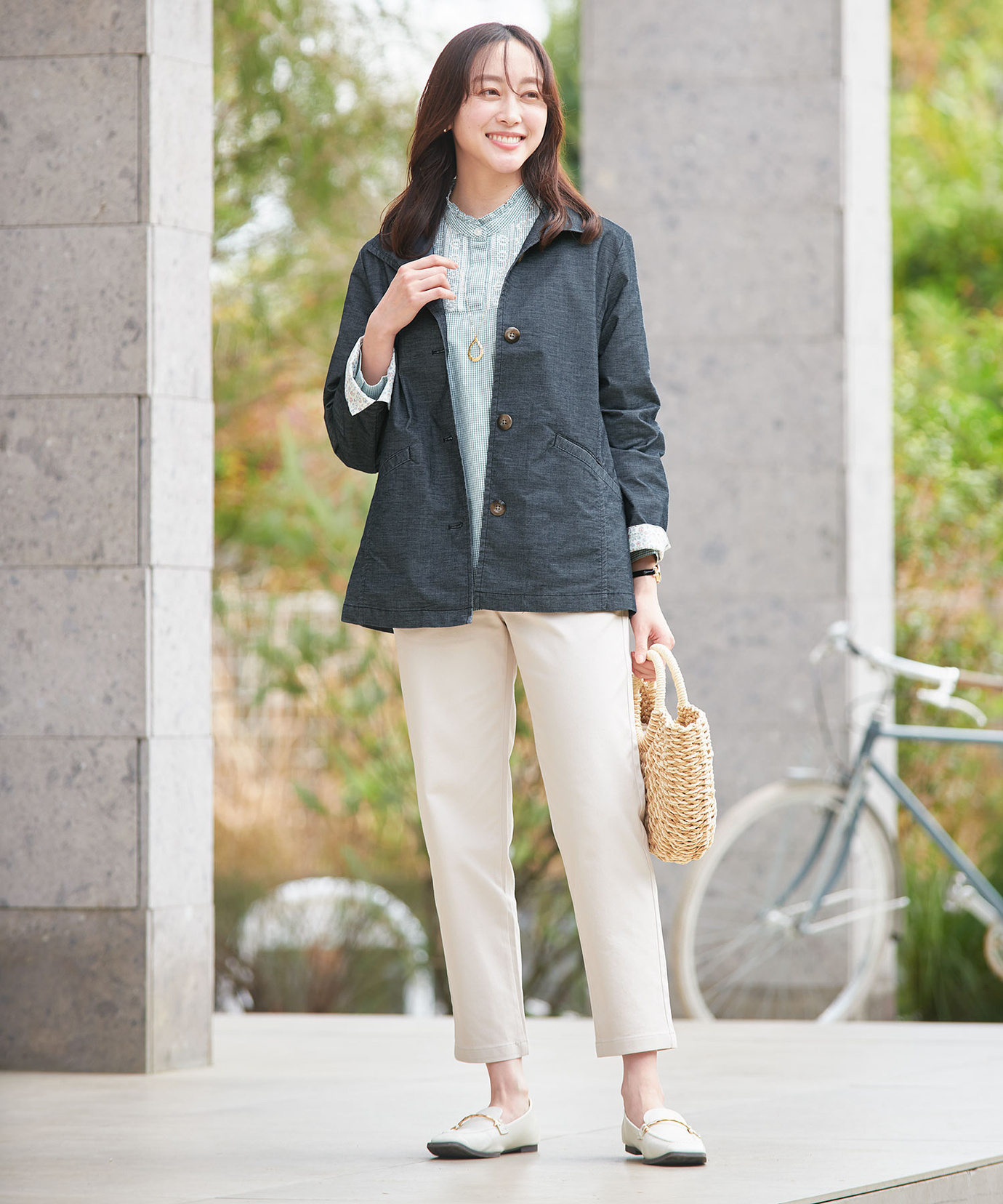 レディース デニムライク カバーオール ジャケット通販 [0304-51406