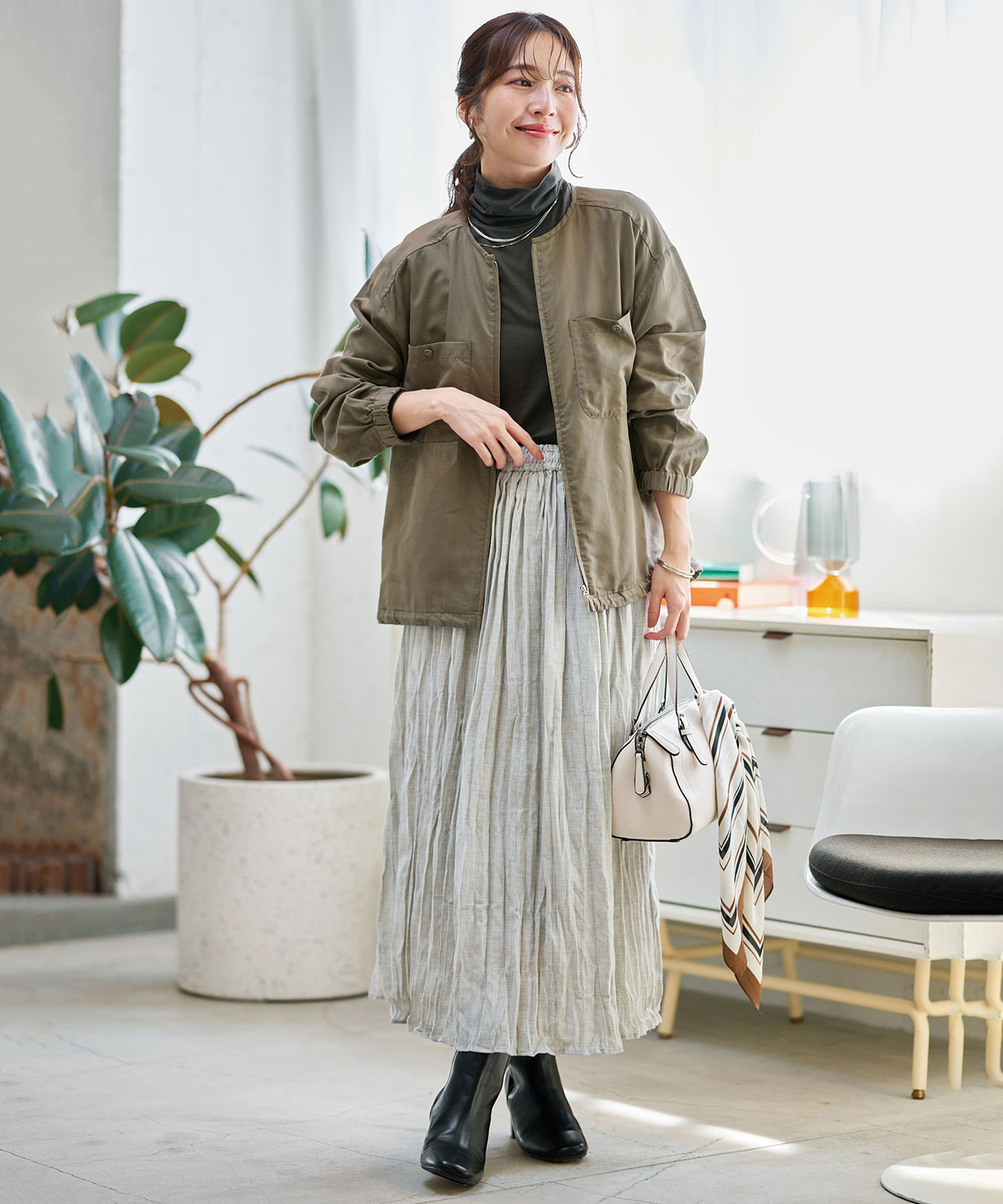 レディース ノーカラー シアー ブルゾン通販 [0304-55401