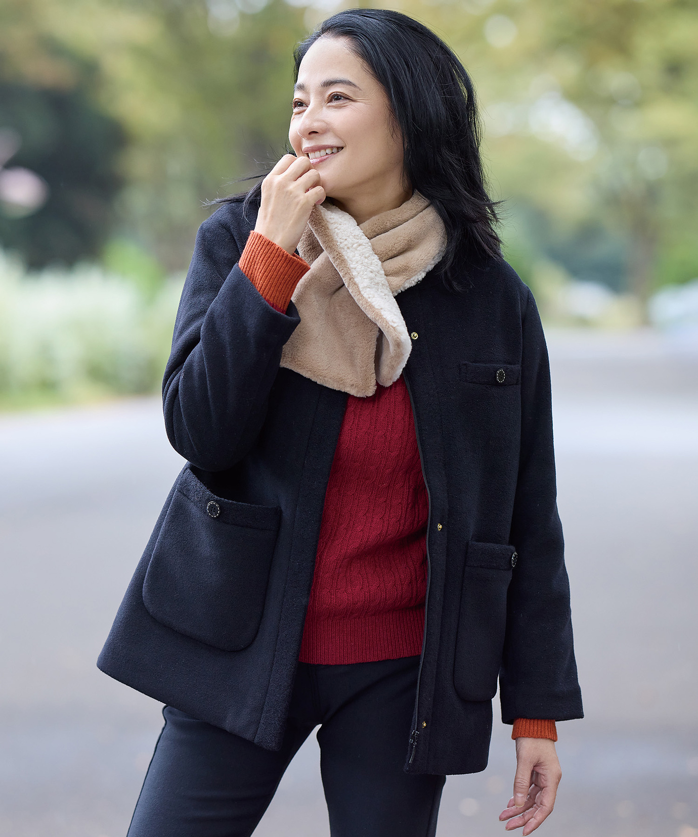 レディース 中綿 ノーカラー ジャケット通販 [0304-57404