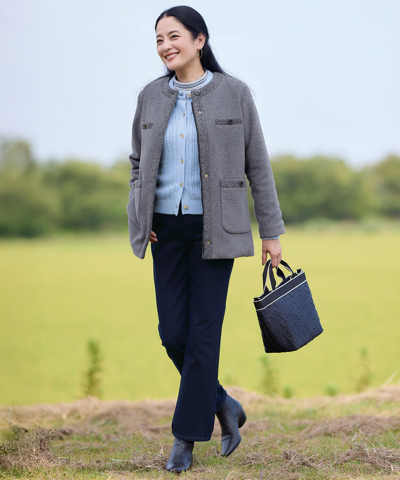 レディース 中綿 ノーカラー ジャケット通販 [0304-57404