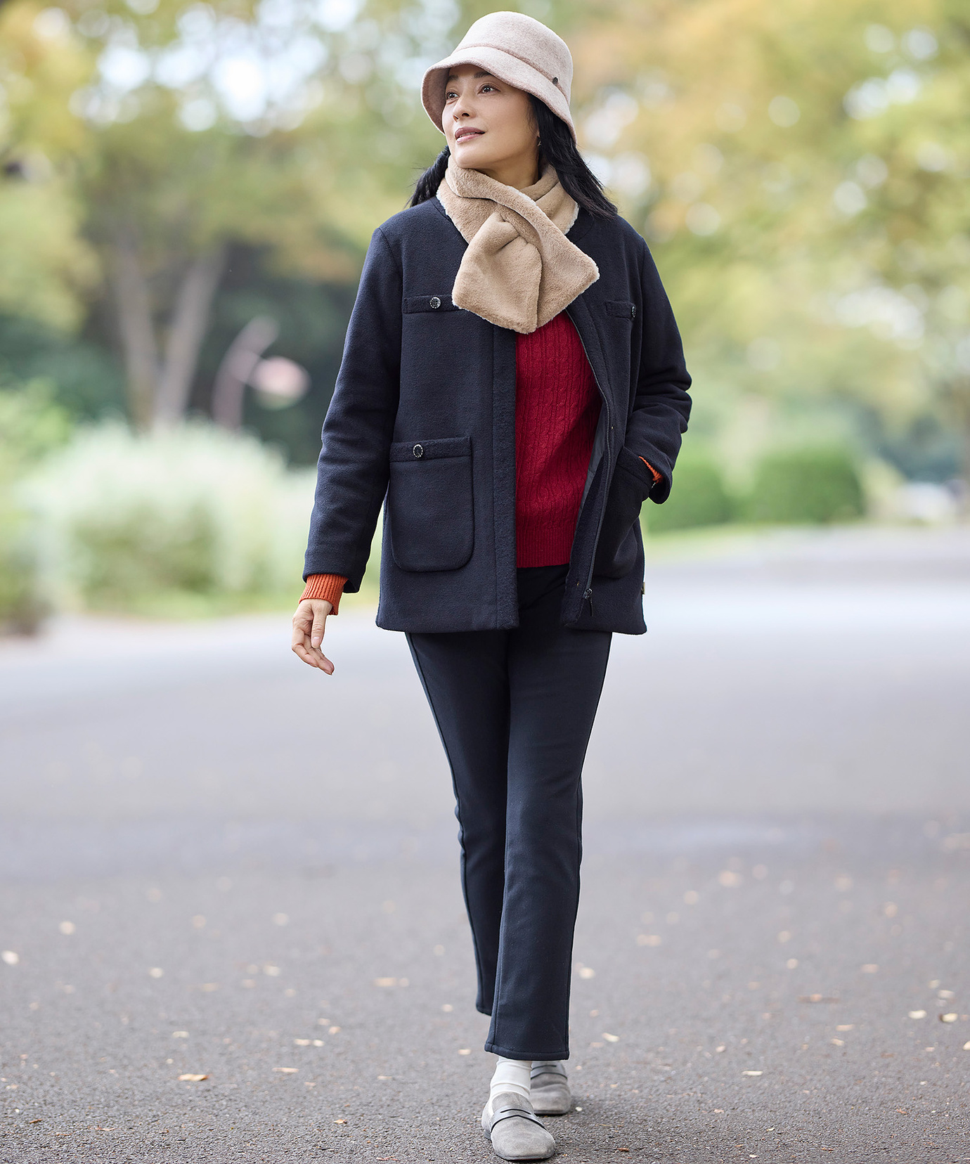 レディース 中綿 ノーカラー ジャケット通販 [0304-57404