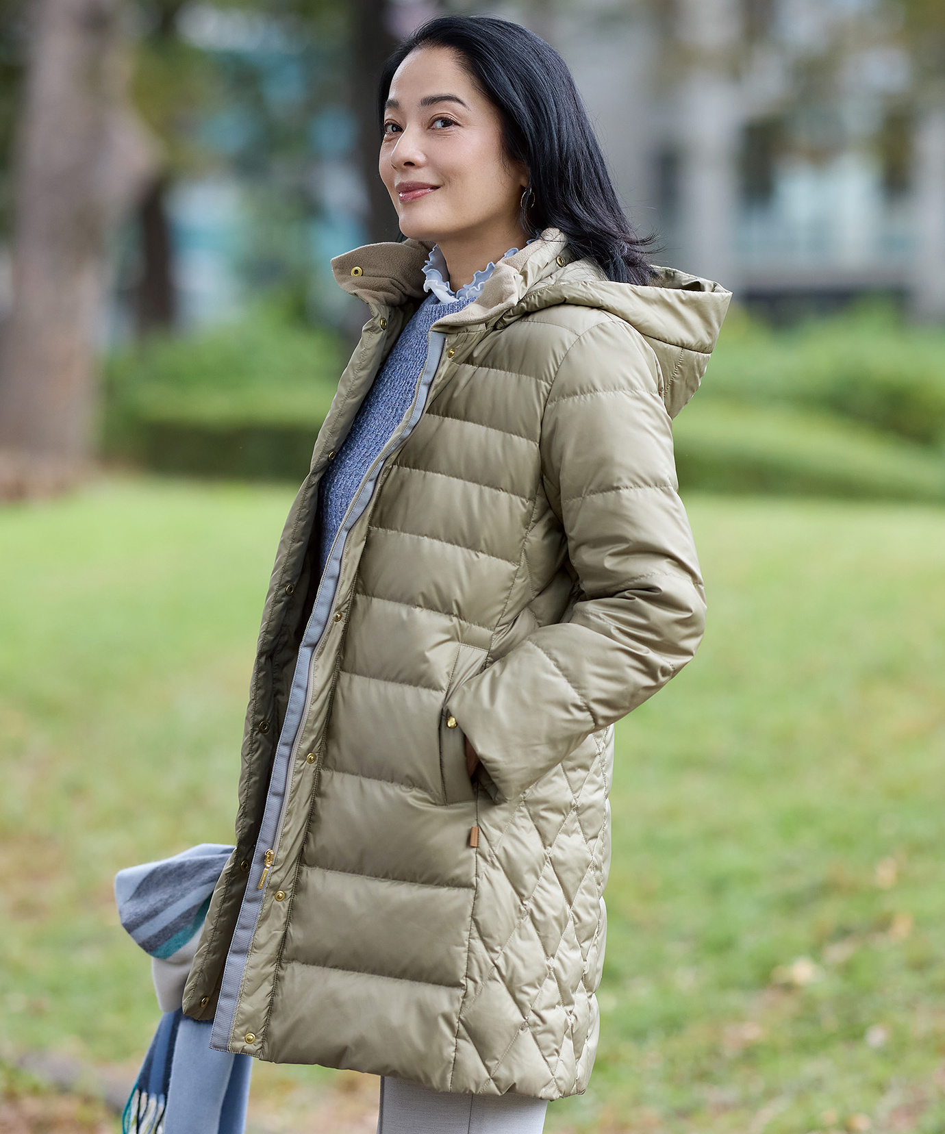 レディース バイアスステッチ ロングダウン【撥水加工】通販 [0304