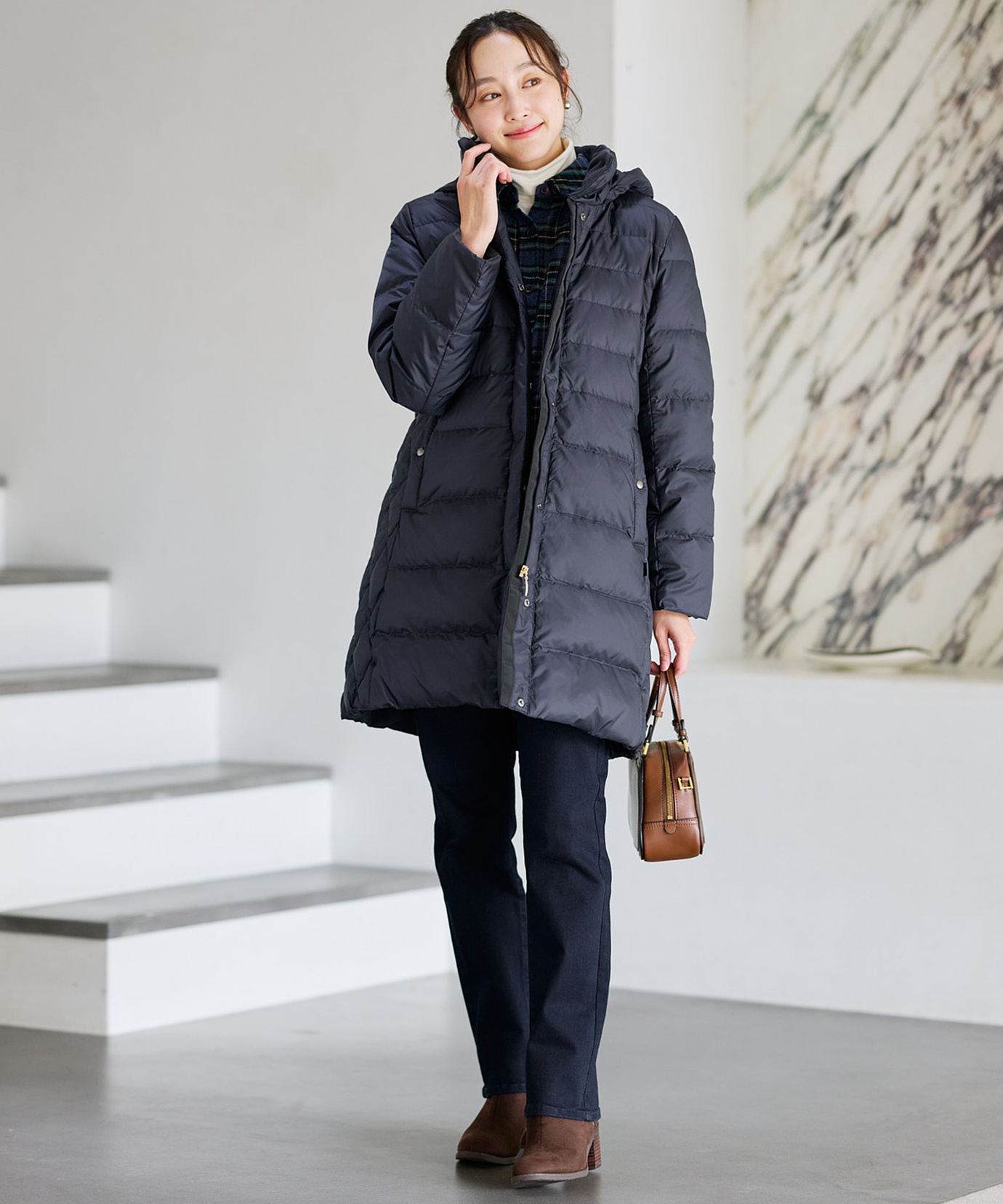 レディース バイアスステッチ ロングダウン【撥水加工】通販 [0304