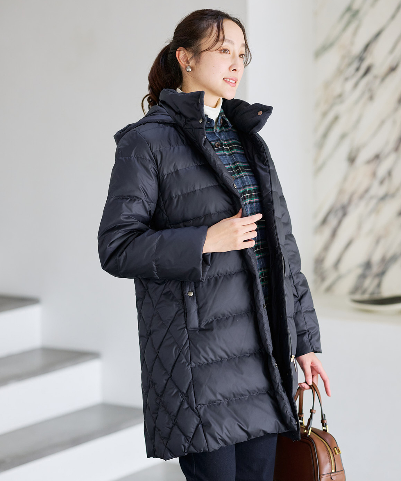 レディース バイアスステッチ ロングダウン【撥水加工】通販 [0304