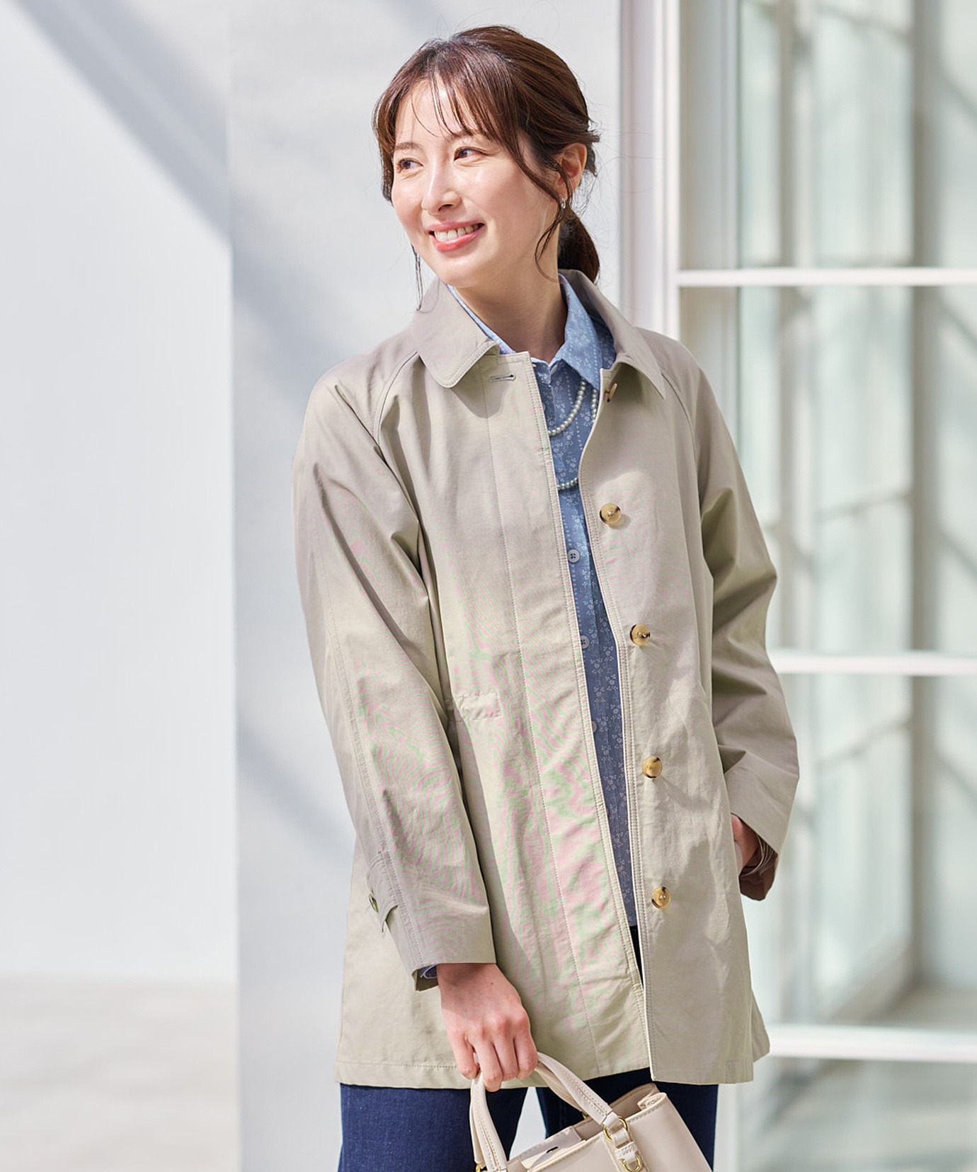 レディース スピンドル付き ステンカラーコート通販 [0304-61403