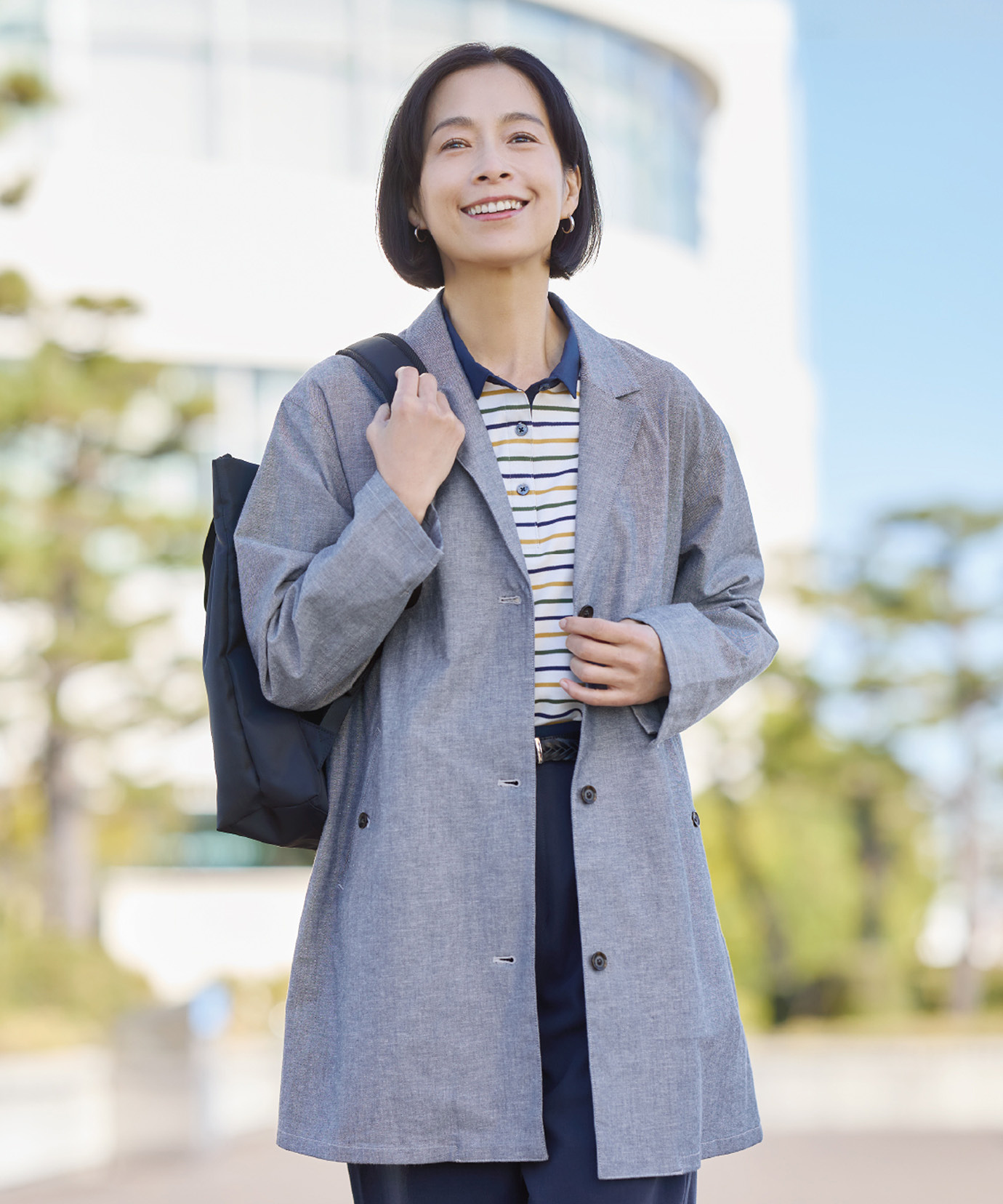 レディース リネンブレンド ロング ジャケット通販 [0304-61405