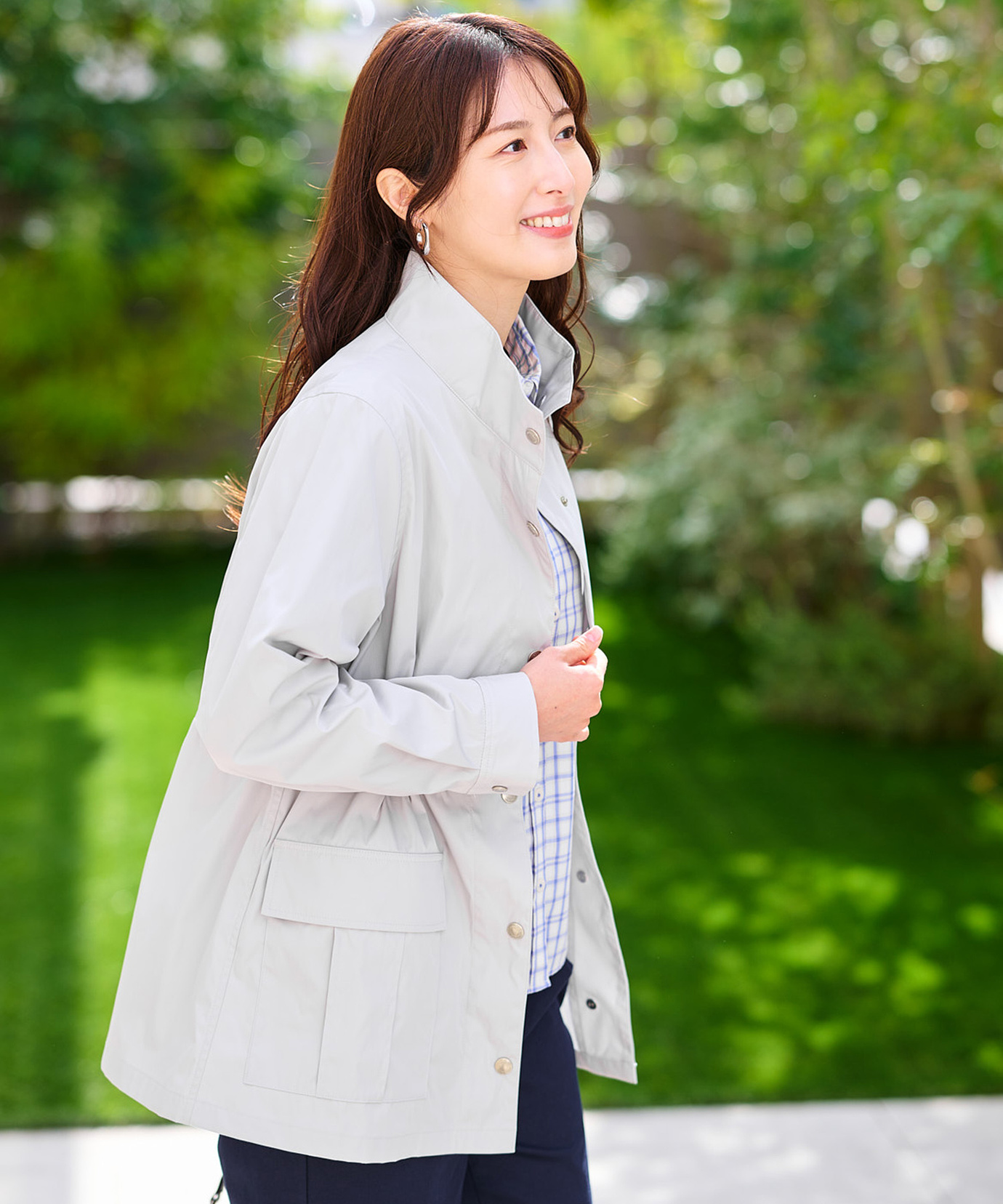 レディース メモリー素材 バイカラー アウター【手洗いOK】通販 [0304