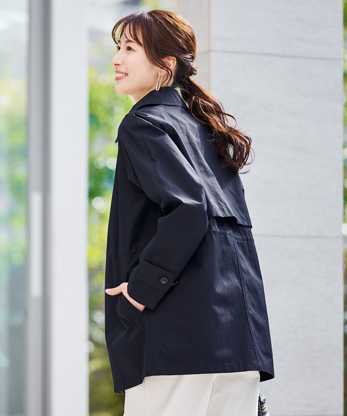 レディース スピンドル付き ステンカラーコート【オンラインショップ