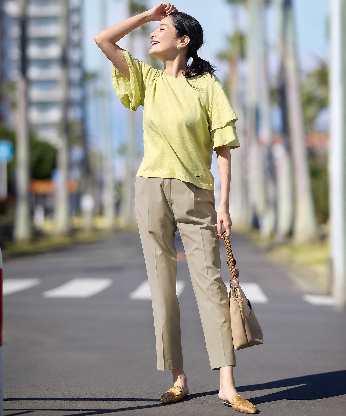 レディース センタープレス ストレッチ パンツ通販 [0305-53506