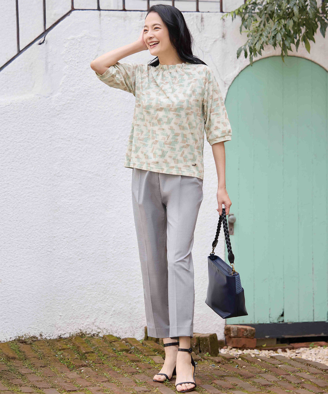 レディース センタープレス ストレッチ パンツ通販 [0305-53506