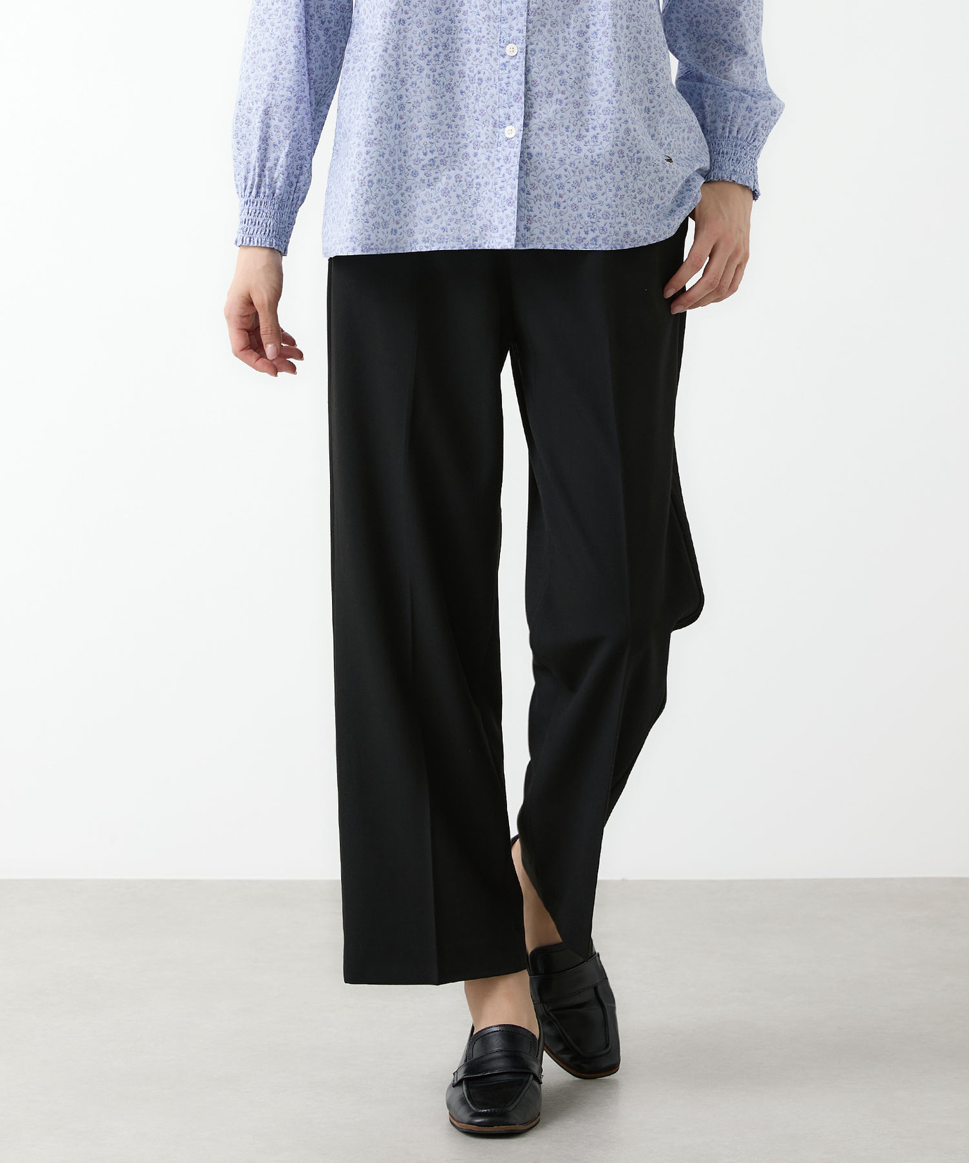 レディース センタープレス セミワイドパンツ 通販 [0305-55504