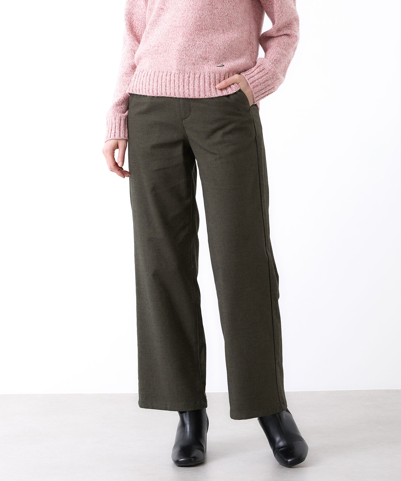 レディース ピケ ストレッチ ワイドパンツ通販 [0305-58501