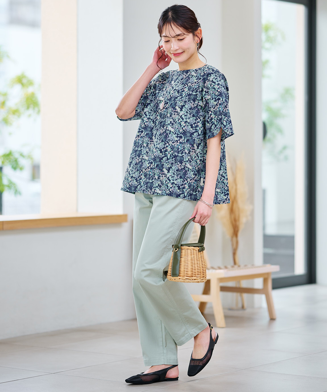 レディース ヘリンボーン ストレート パンツ通販 [0305-63502