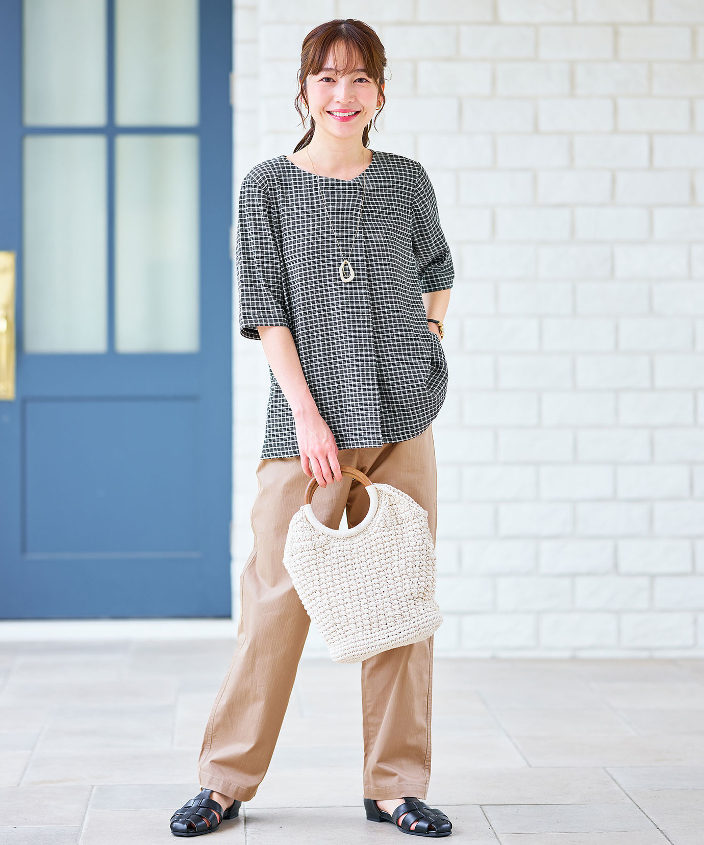 レディース ヘリンボーン ストレート パンツ通販 [0305-63502