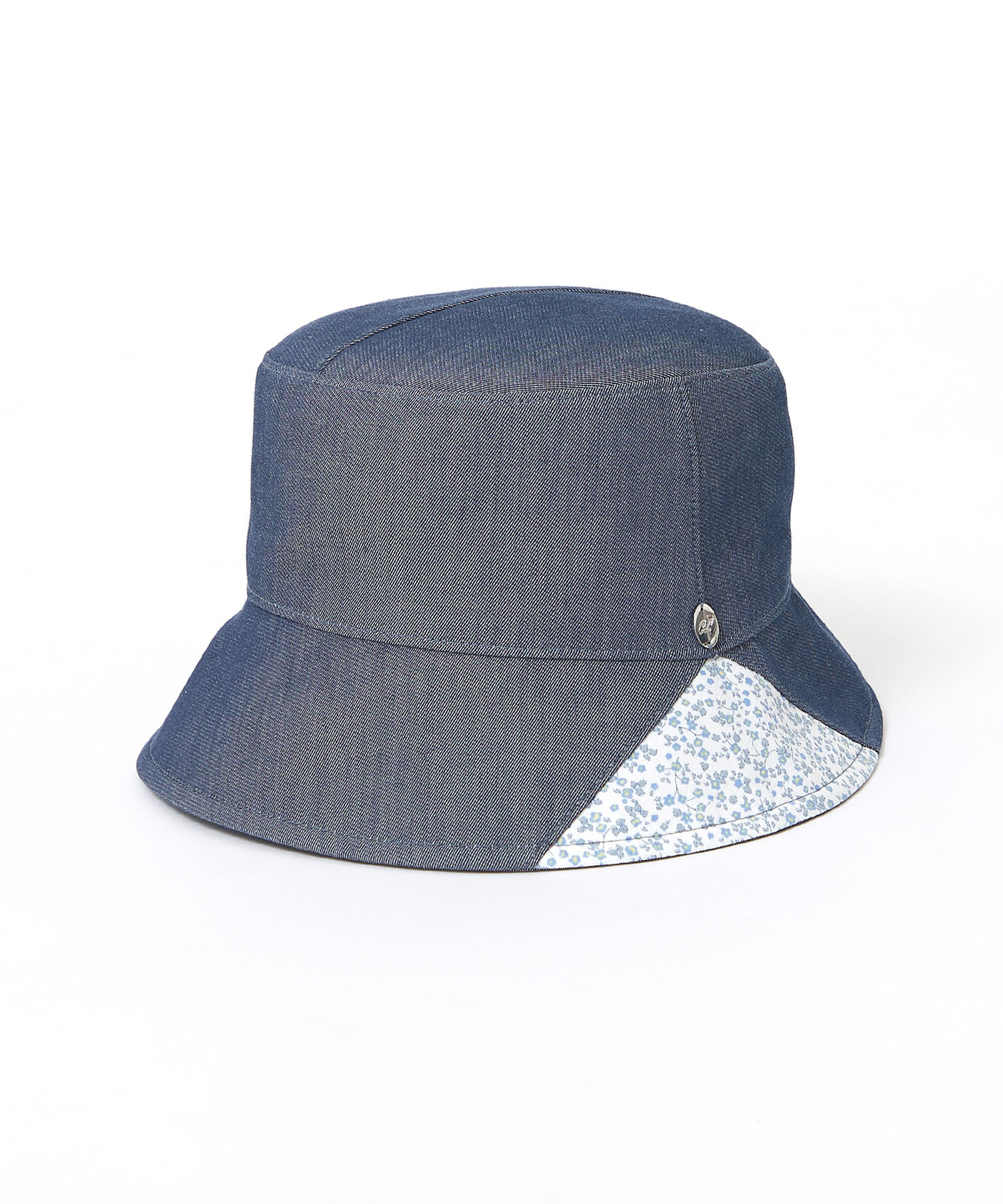 レディース ダンガリー 小花柄 バケットハット【UVカット】【手洗いOK