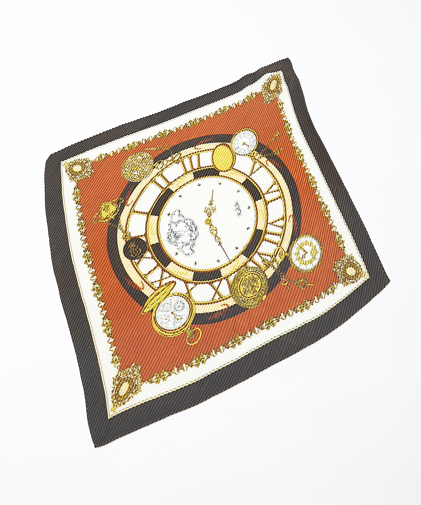 レディース プリーツ 時計柄プリント スカーフ【手洗いOK】通販 [0319