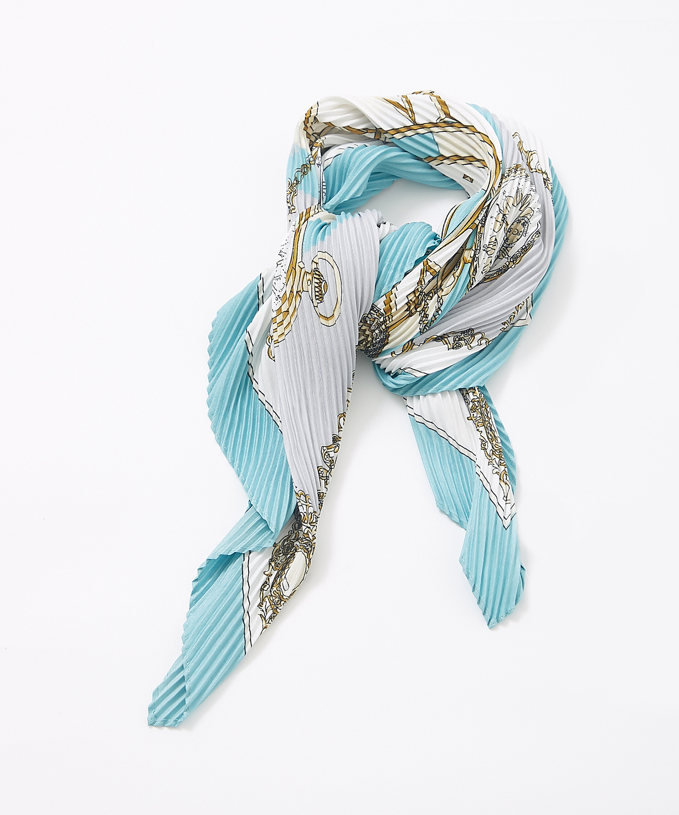 レディース プリーツ 時計柄プリント スカーフ【手洗いOK】通販 [0319