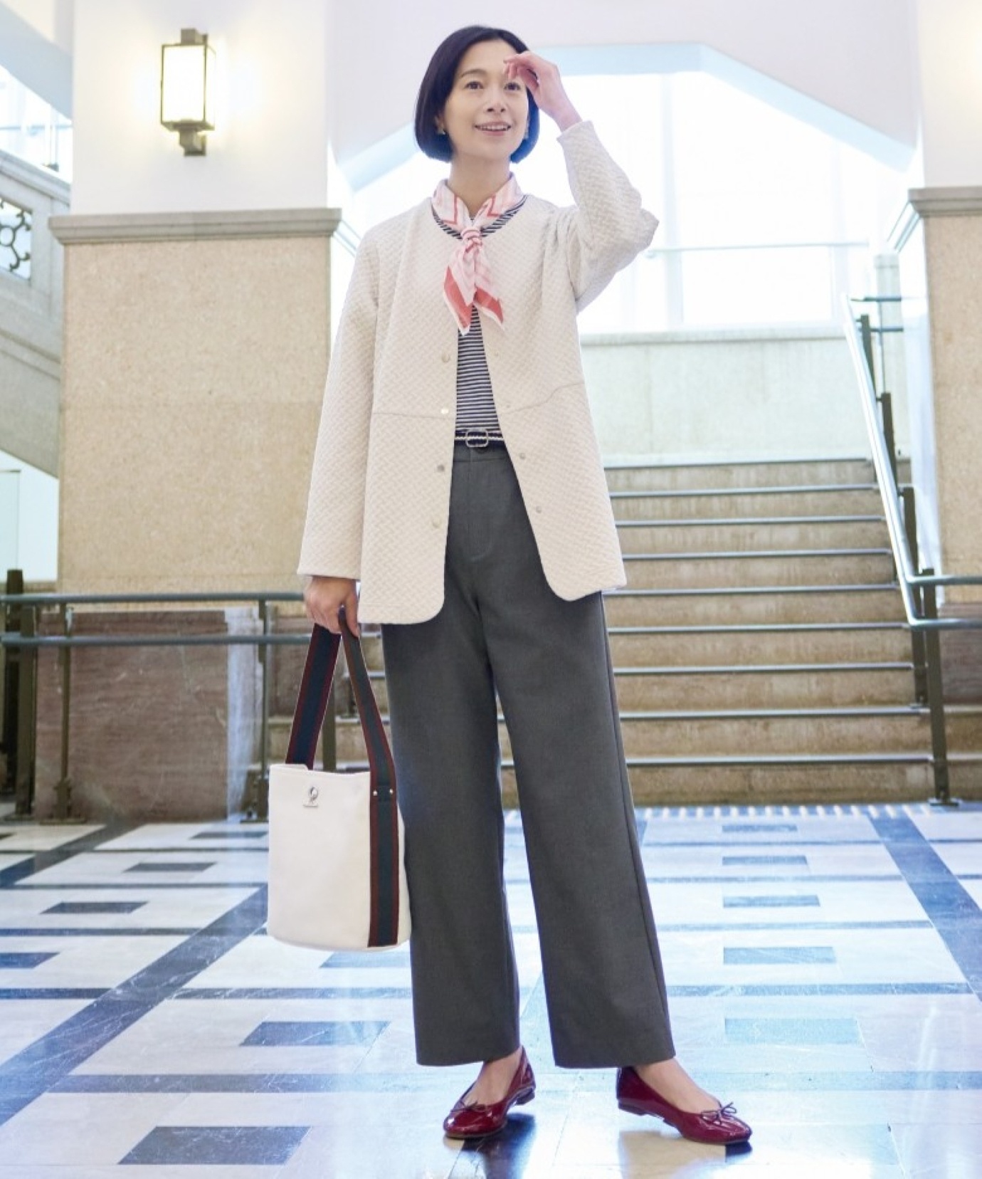 レディース スクエア柄 シアー スカーフ通販 [0319-61901