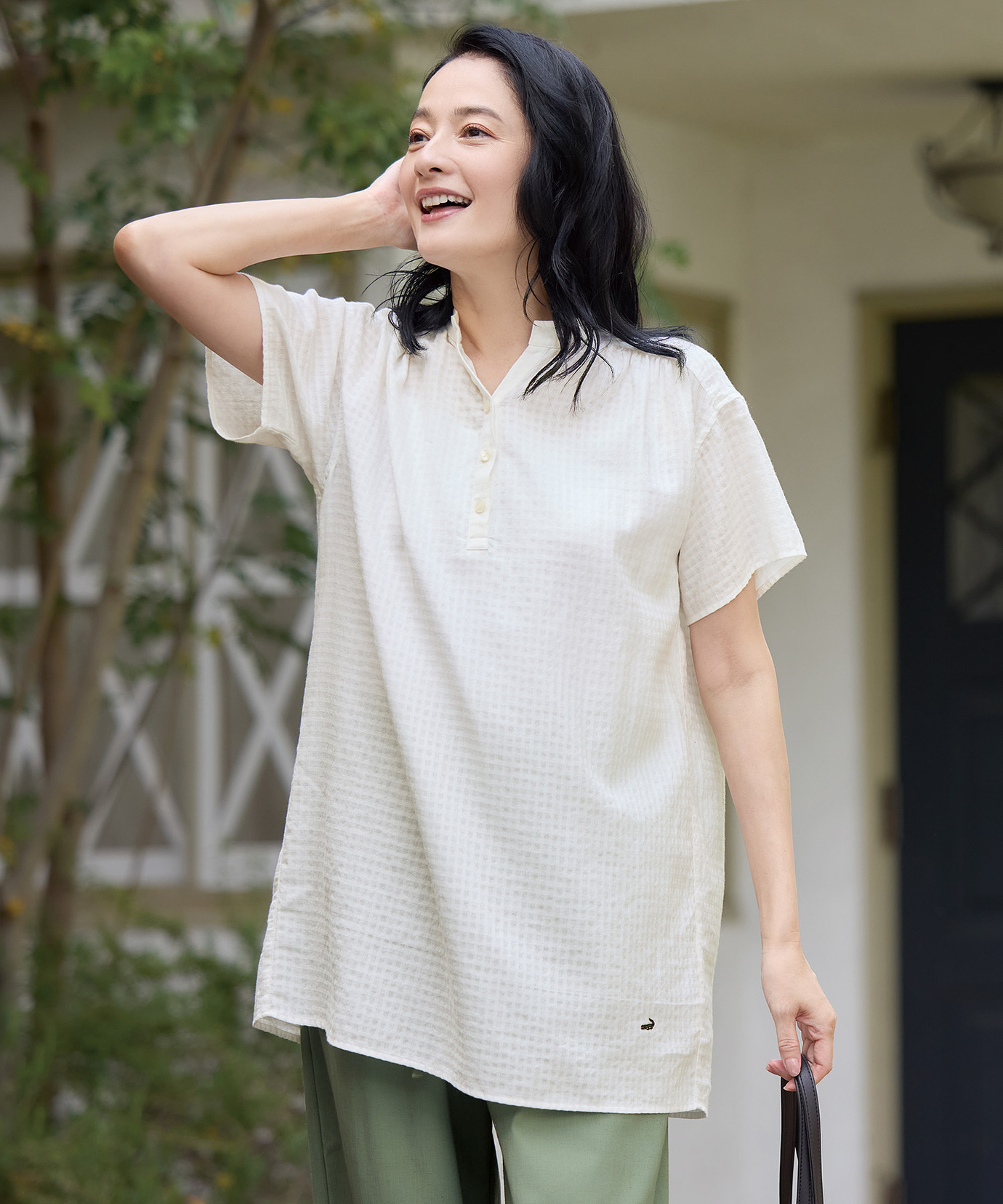 レディース コットン ドビーチェック チュニック通販 [0321-53705