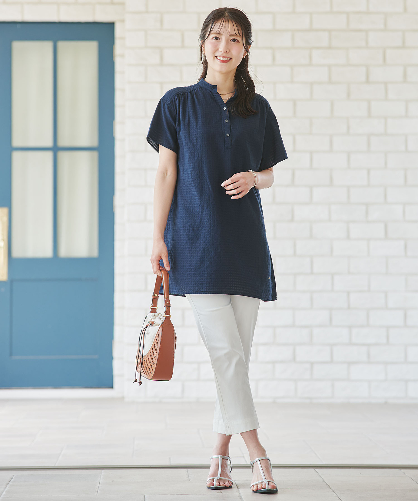 レディース コットン ドビーチェック チュニック通販 [0321-53705