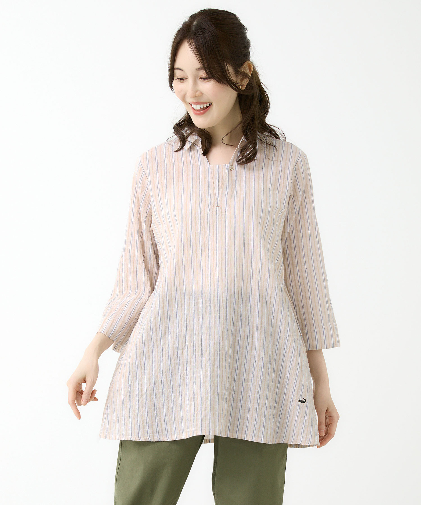 レディース ストライプ スキッパー チュニック通販 [0321-54702