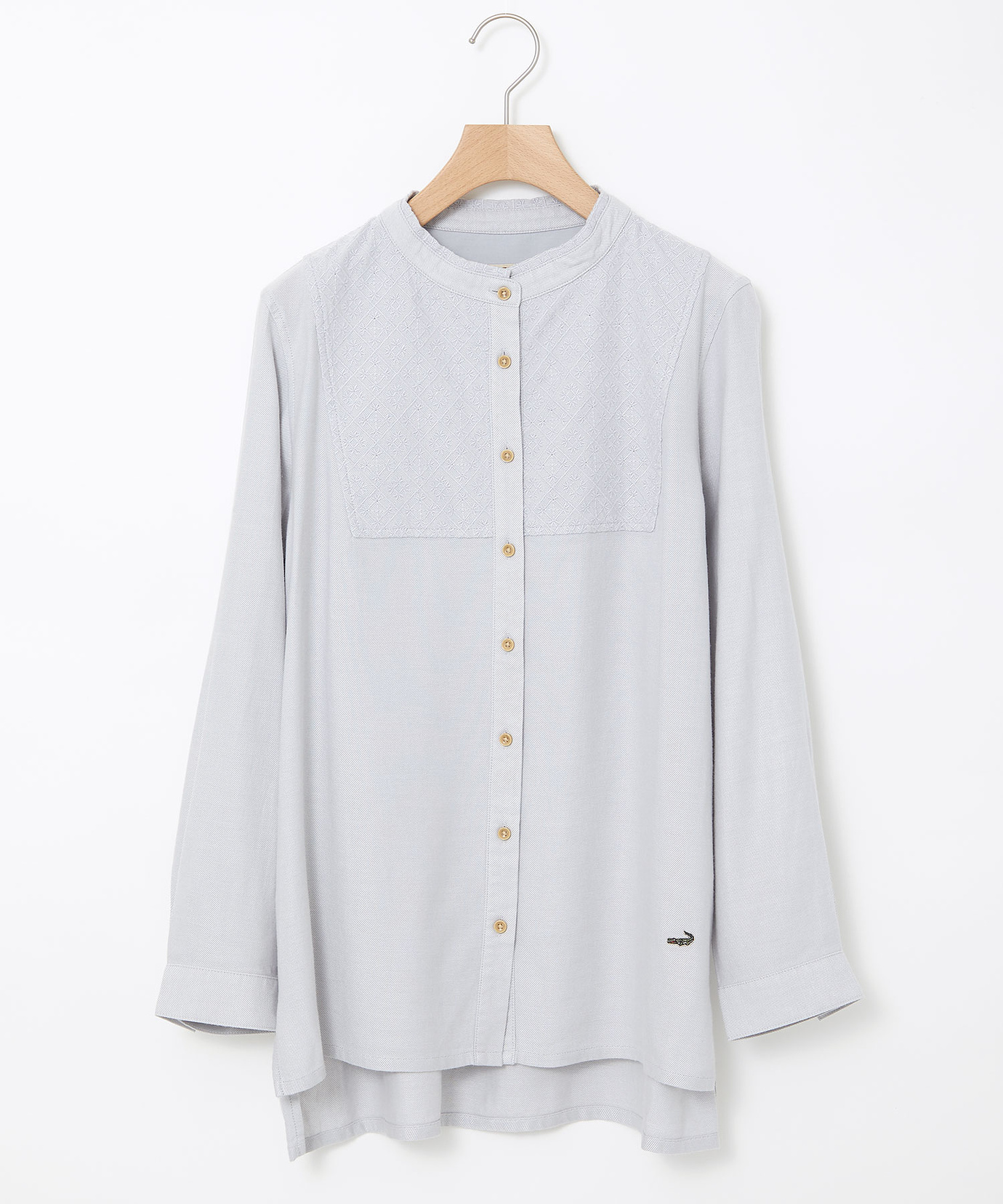 刺繍デザイン グレー 長袖チュニックMサイズ Fashion Tops 【公式通販】