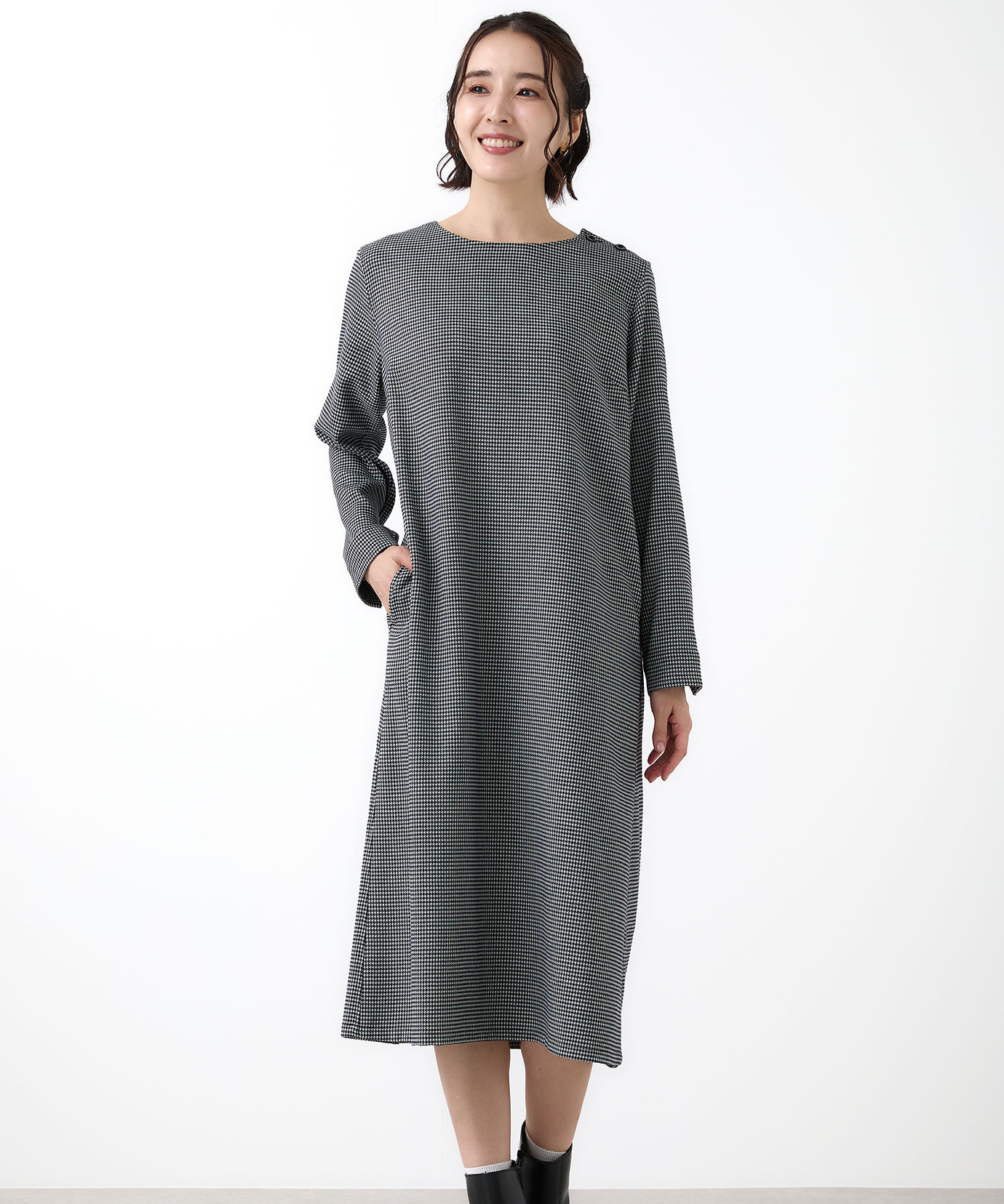 レディース ショルダーボタン ワンピース通販 [0321-56701