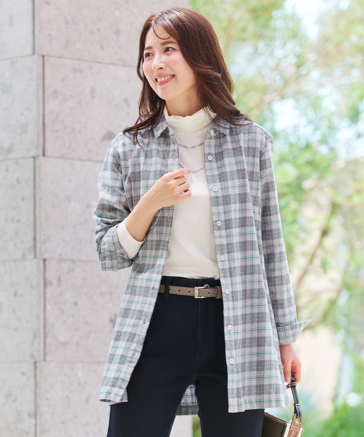 レディース 微起毛 チェック柄 チュニック【オンラインショップ限定