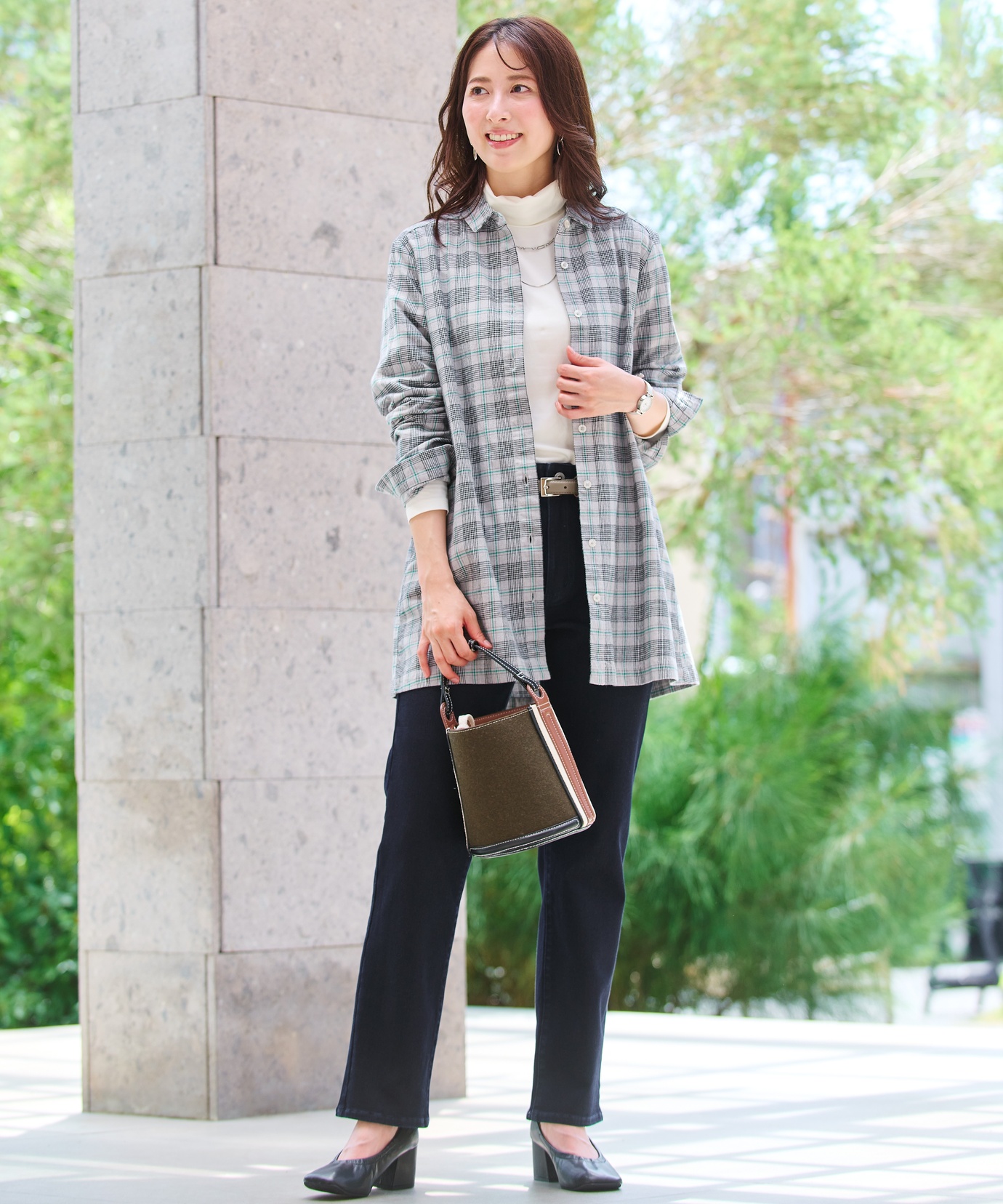 レディース 微起毛 チェック柄 チュニック【オンラインショップ限定