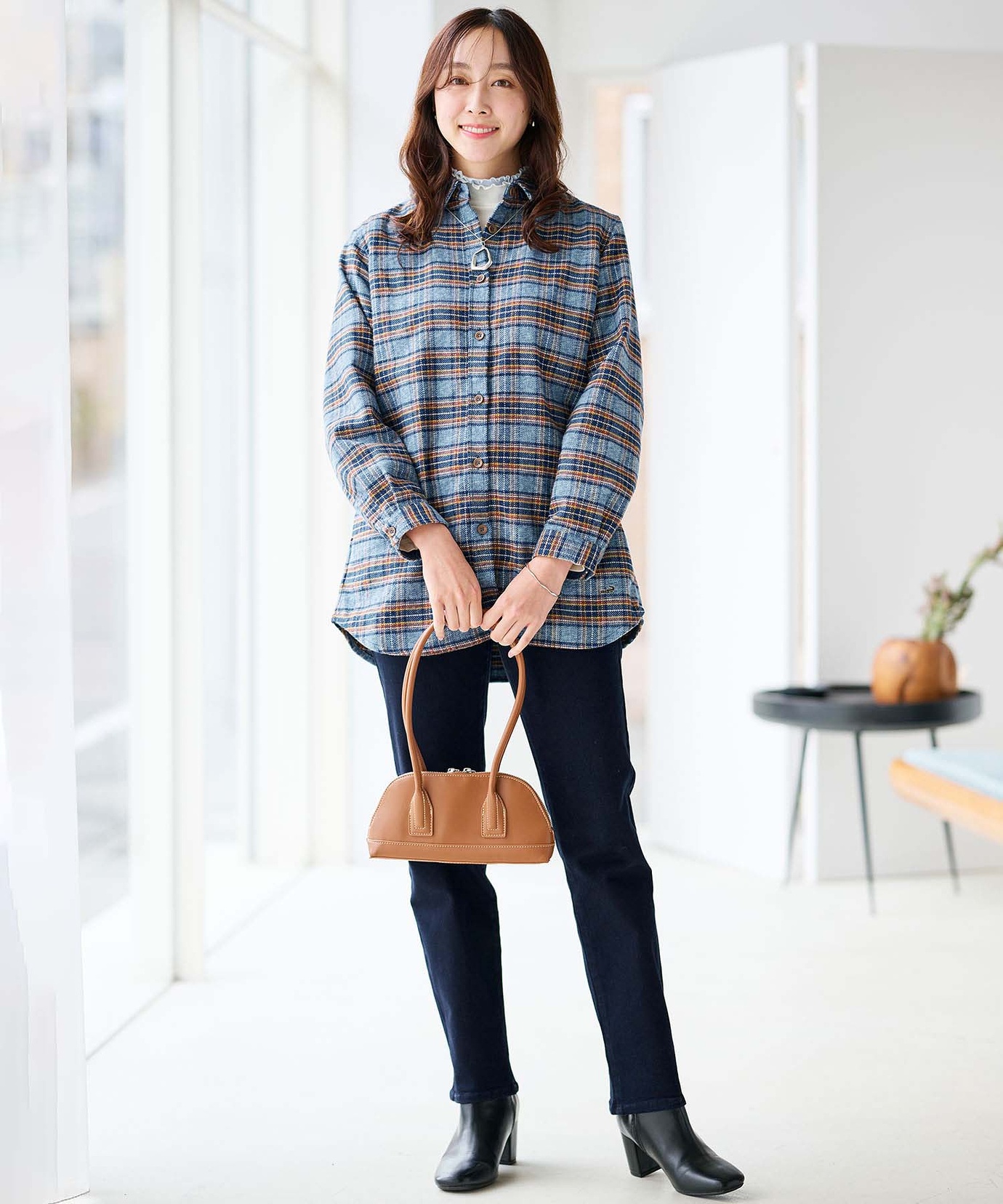 レディース ツイードライク チェック柄 チュニック通販 [0321-57700