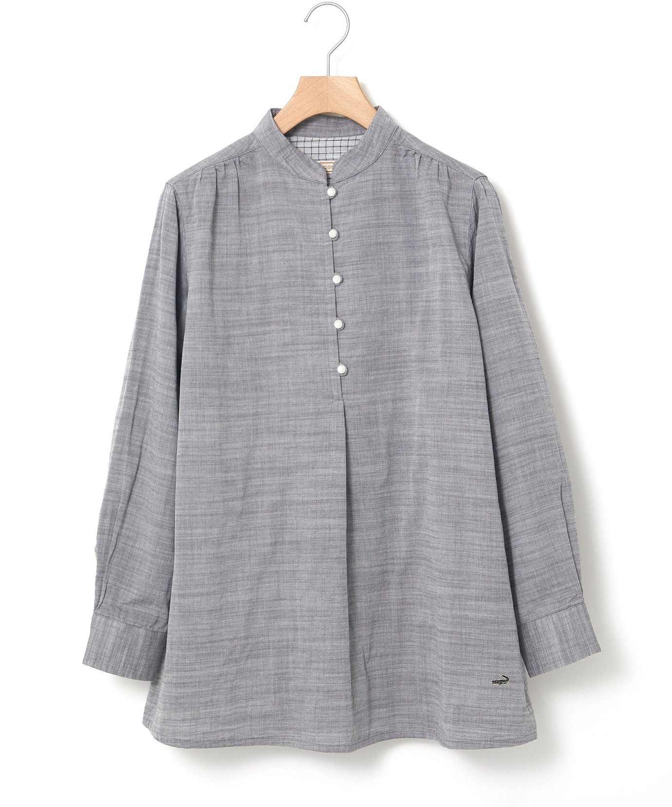 レディース ダブルガーゼ バンドカラー チュニック通販 [0321-61701