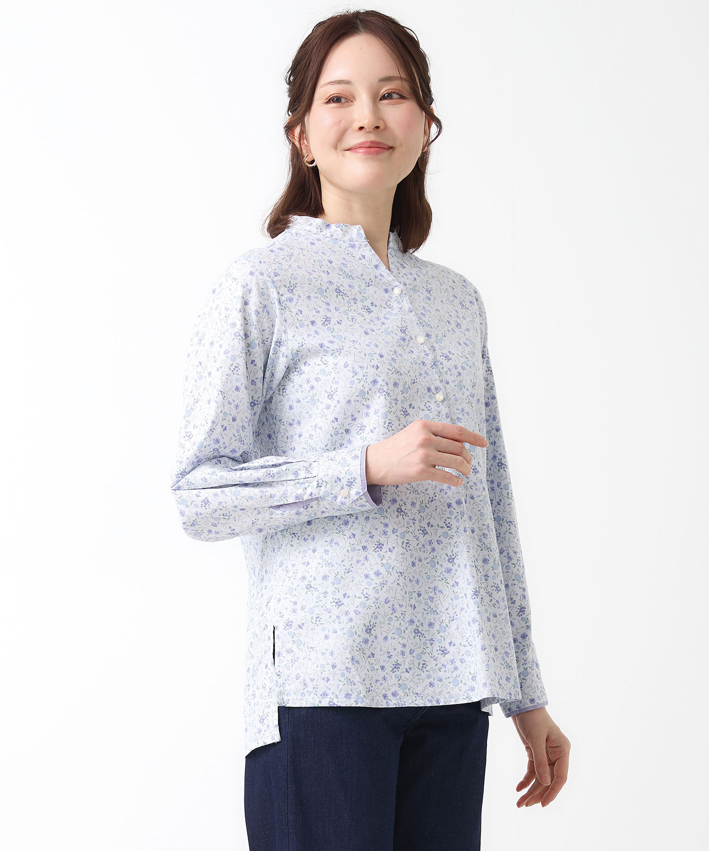 レディース 花柄 スタンドカラー チュニック通販 [0321-61703