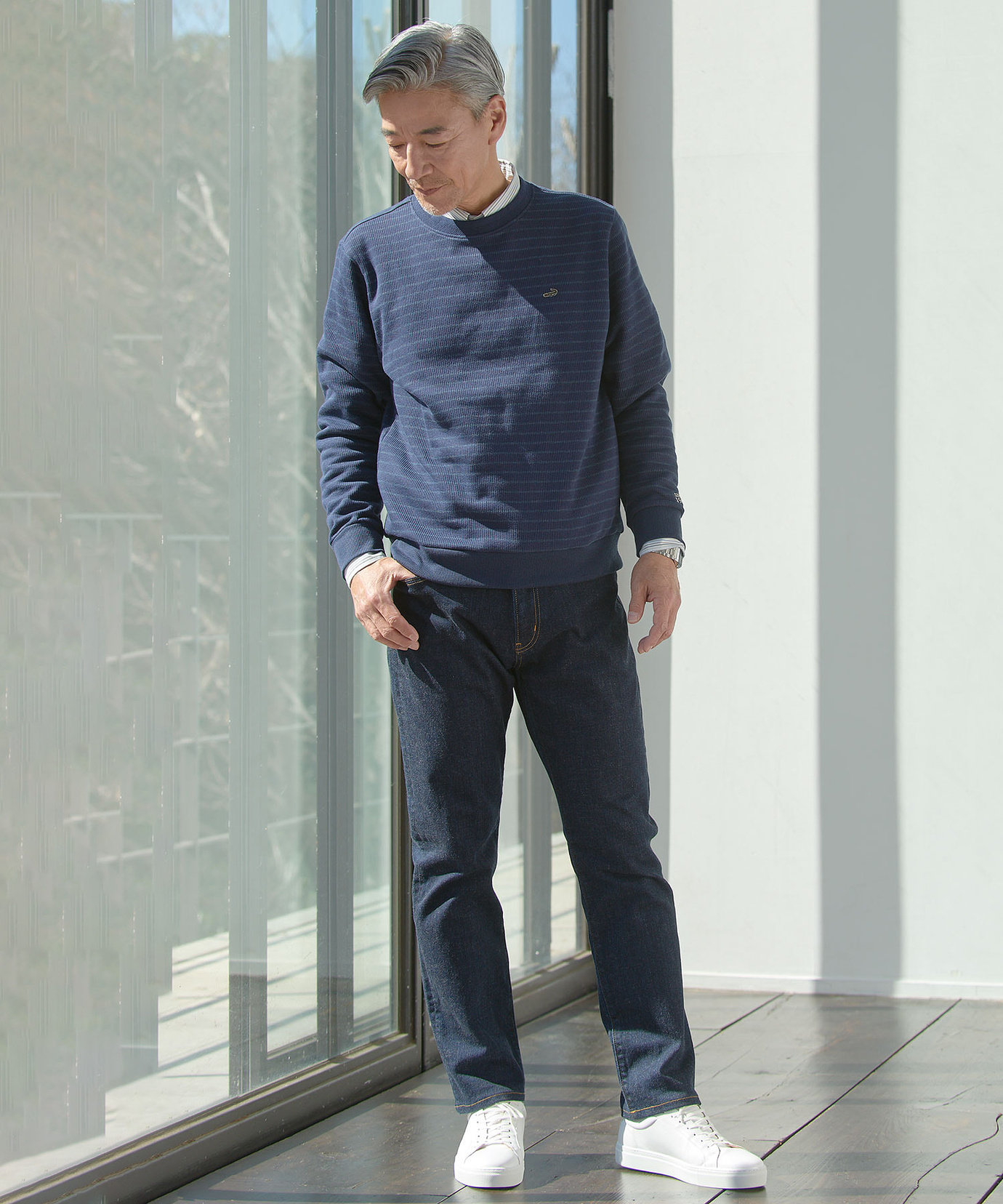 メンズ ノンアイロン バスケット ストライプ柄 シャツ通販 [1001-51100