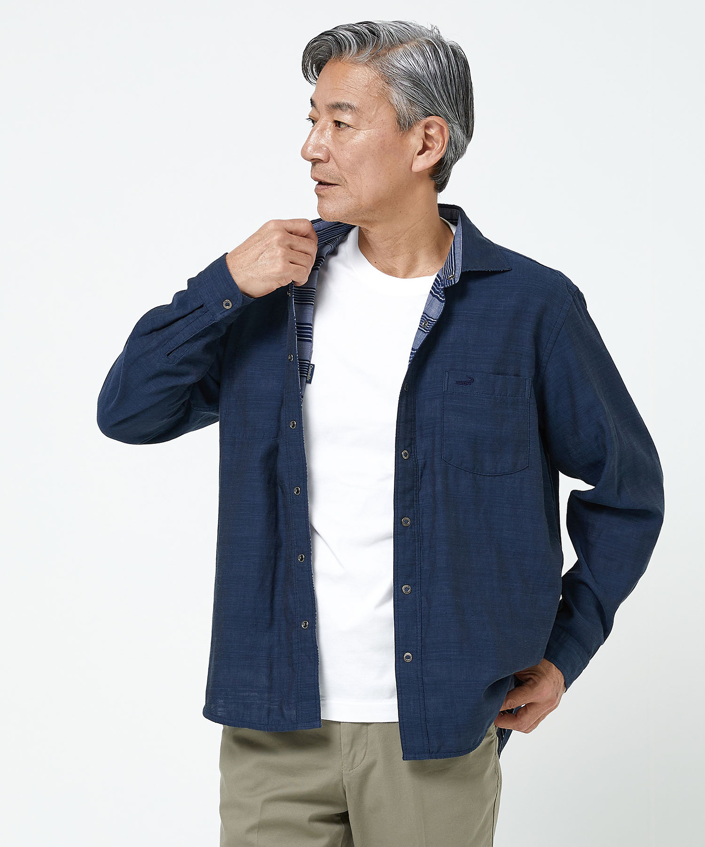 メンズ ダンガリー調 リバーシブル シャツ通販 [1001-53103