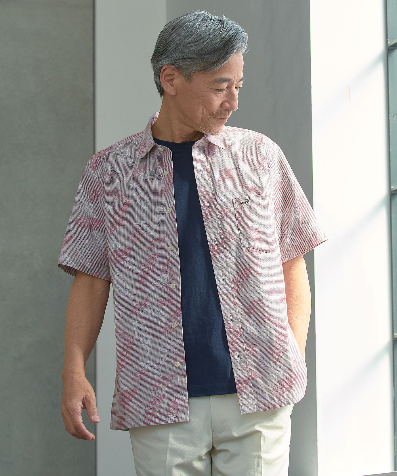 メンズ リーフ柄 プリント シャツ【吸汗速乾】通販 [1001-53126