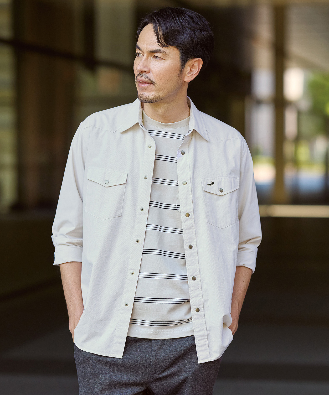 NEMETH 変形ロープ柄シャツジャケット 短丈 総柄 ホワイト Christopher Nemeth】シャツジャケット 縄柄 総柄 短丈 NEMETH ロープ