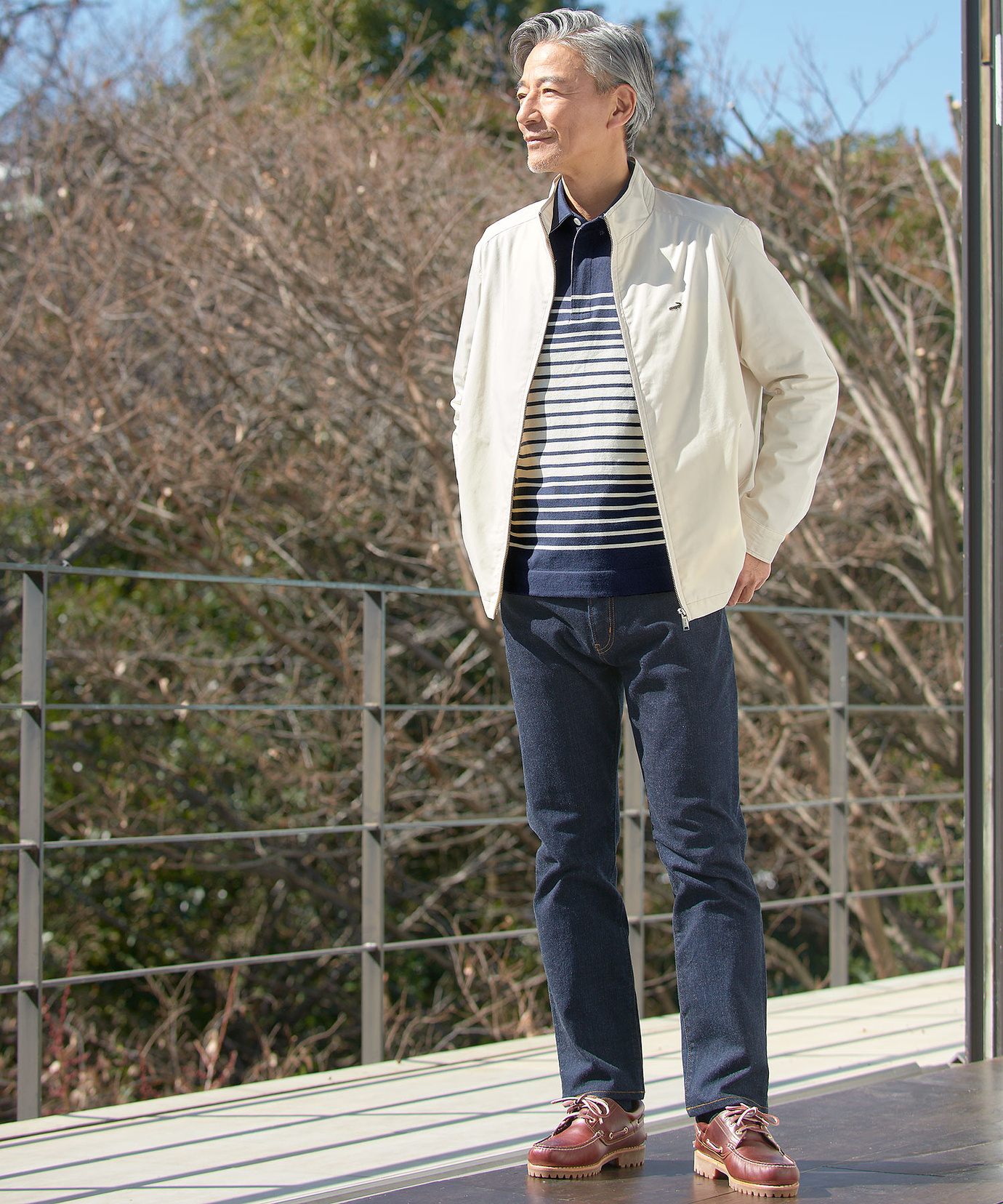 メンズ パネルボーダー柄 プルオーバー ポロシャツ通販 [1002-51207