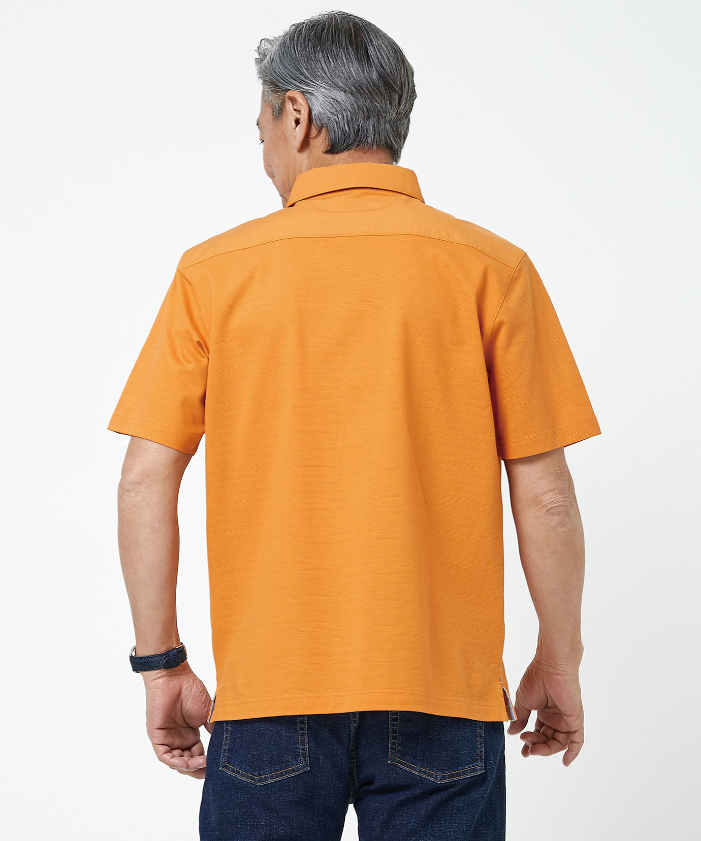 メンズ スノーコットン シャドーボーダー柄 ポロシャツ【接触冷感