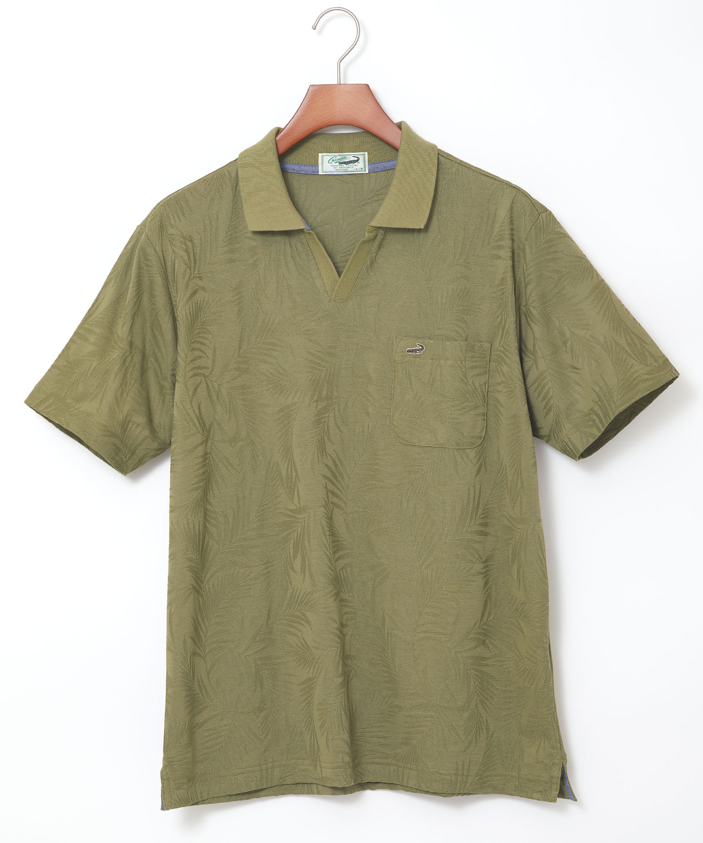 メンズ リンクス リーフ柄 スキッパー襟 ポロシャツ通販 [1002-53219