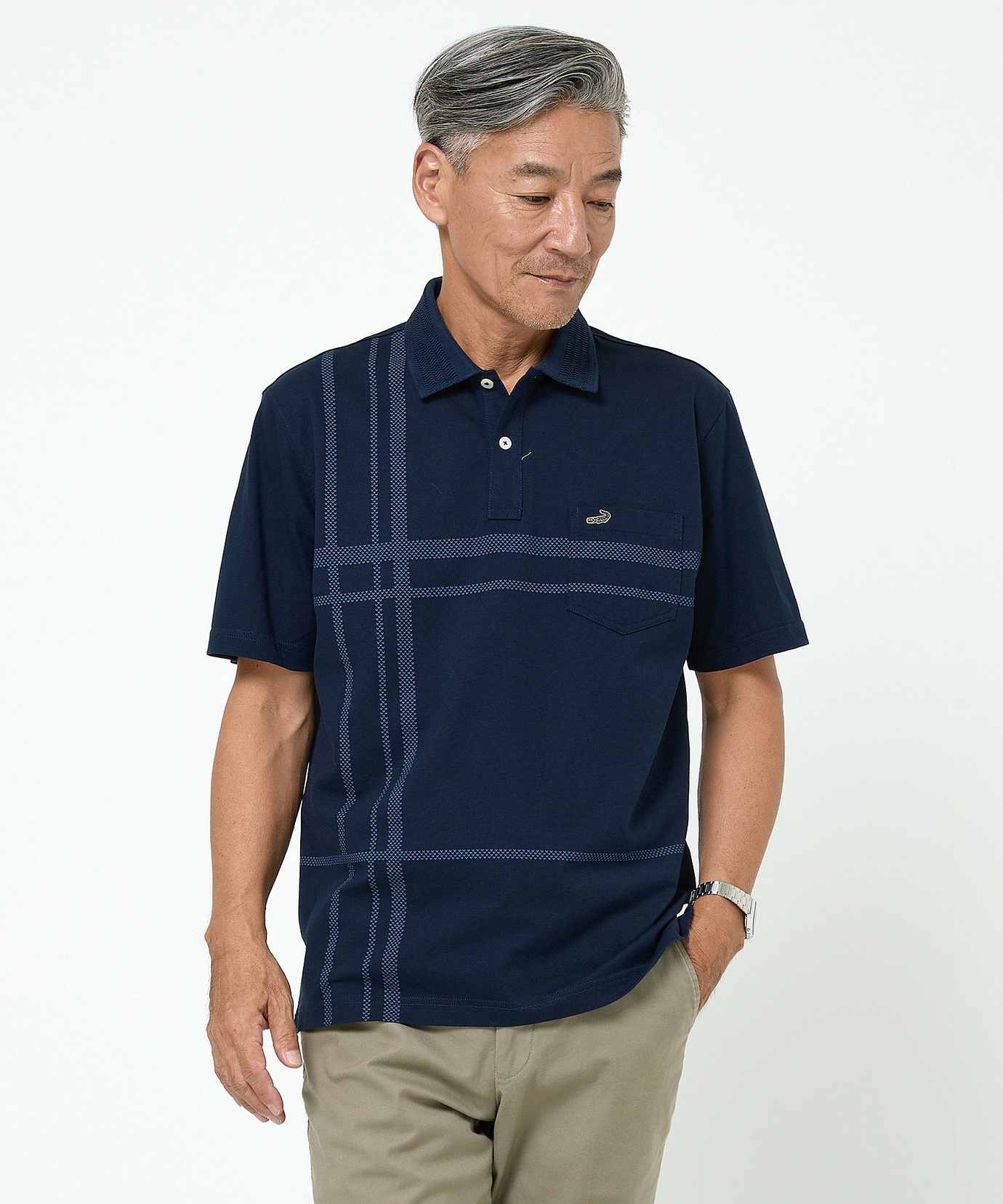 メンズ シャドーチェック柄 ポロシャツ通販 [1002-54217