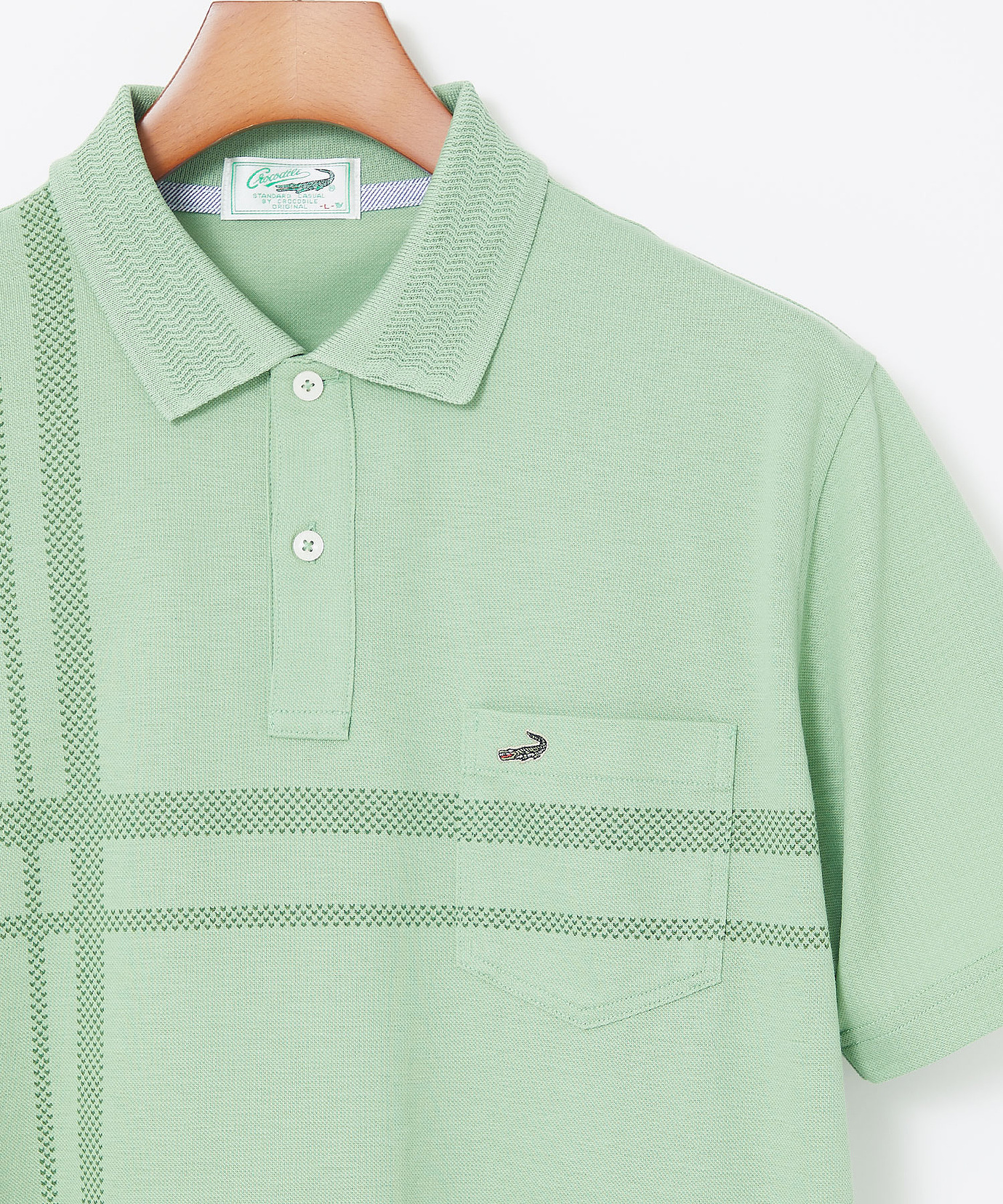 LA5959 ケンゾー 長袖シアー メッシュ ポロシャツ グリーン系 L LA5959 ケンゾー 長袖シアー メッシュ ポロシャツ グリーン系 L LA5959