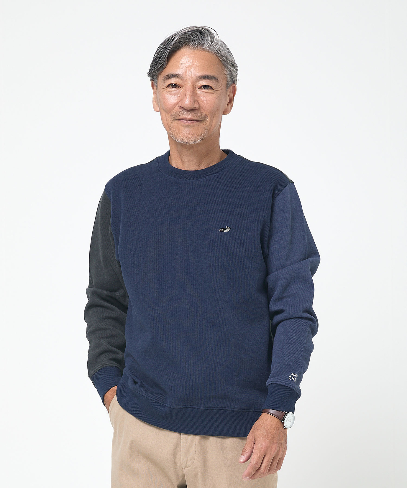 メンズ ダブルフェイス クルーネック トレーナー通販 [1002-55211