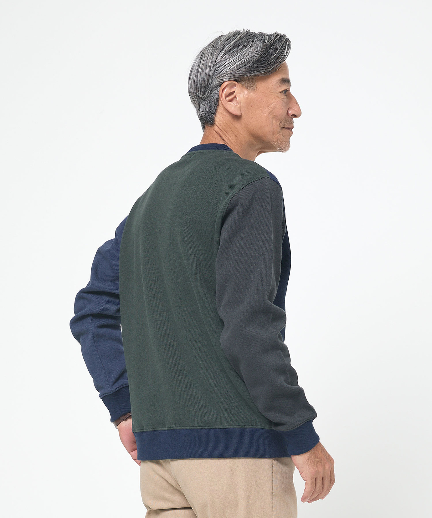 メンズ ダブルフェイス クルーネック トレーナー通販 [1002-55211