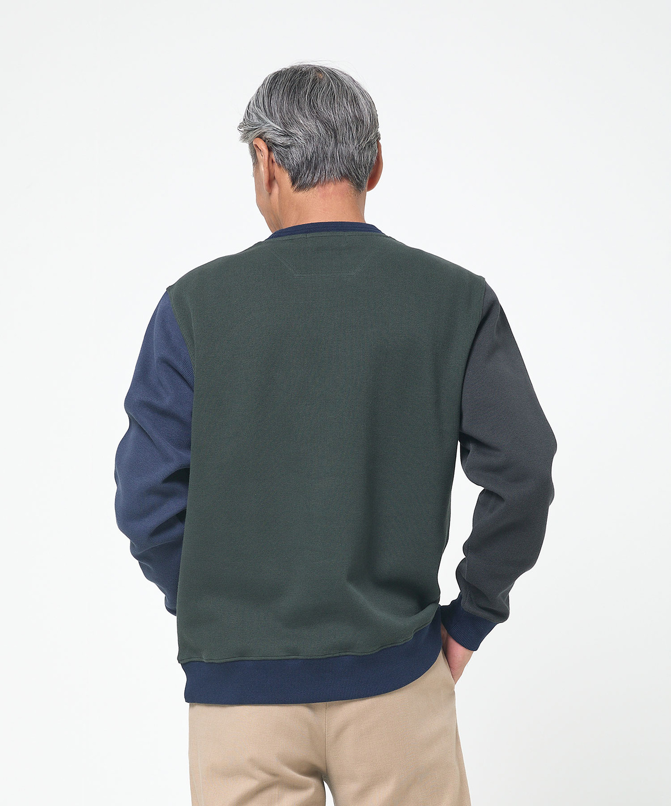 メンズ ダブルフェイス クルーネック トレーナー通販 [1002-55211