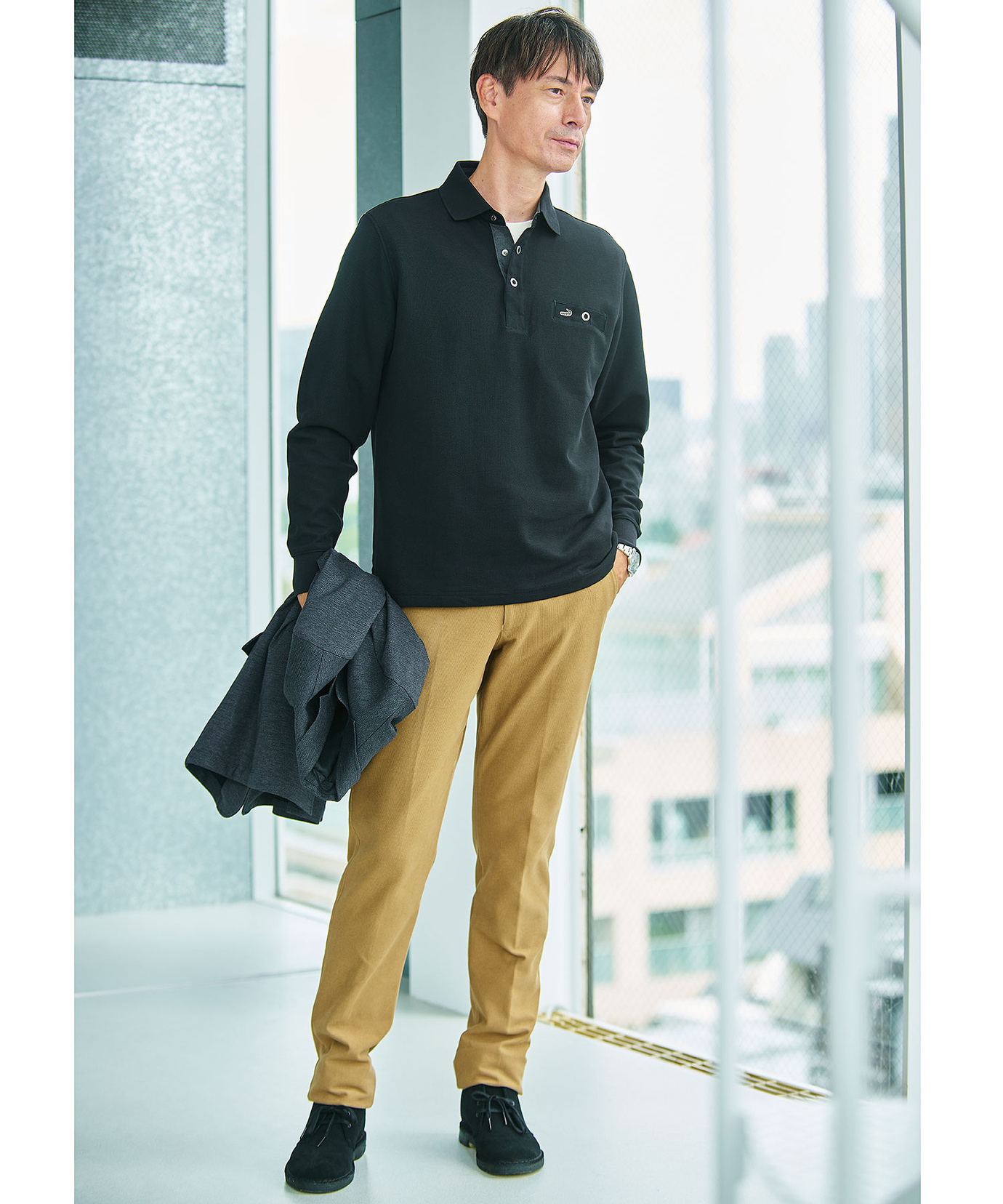 メンズ ハニカム襟 スナップボタン ポロシャツ通販 [1002-55216