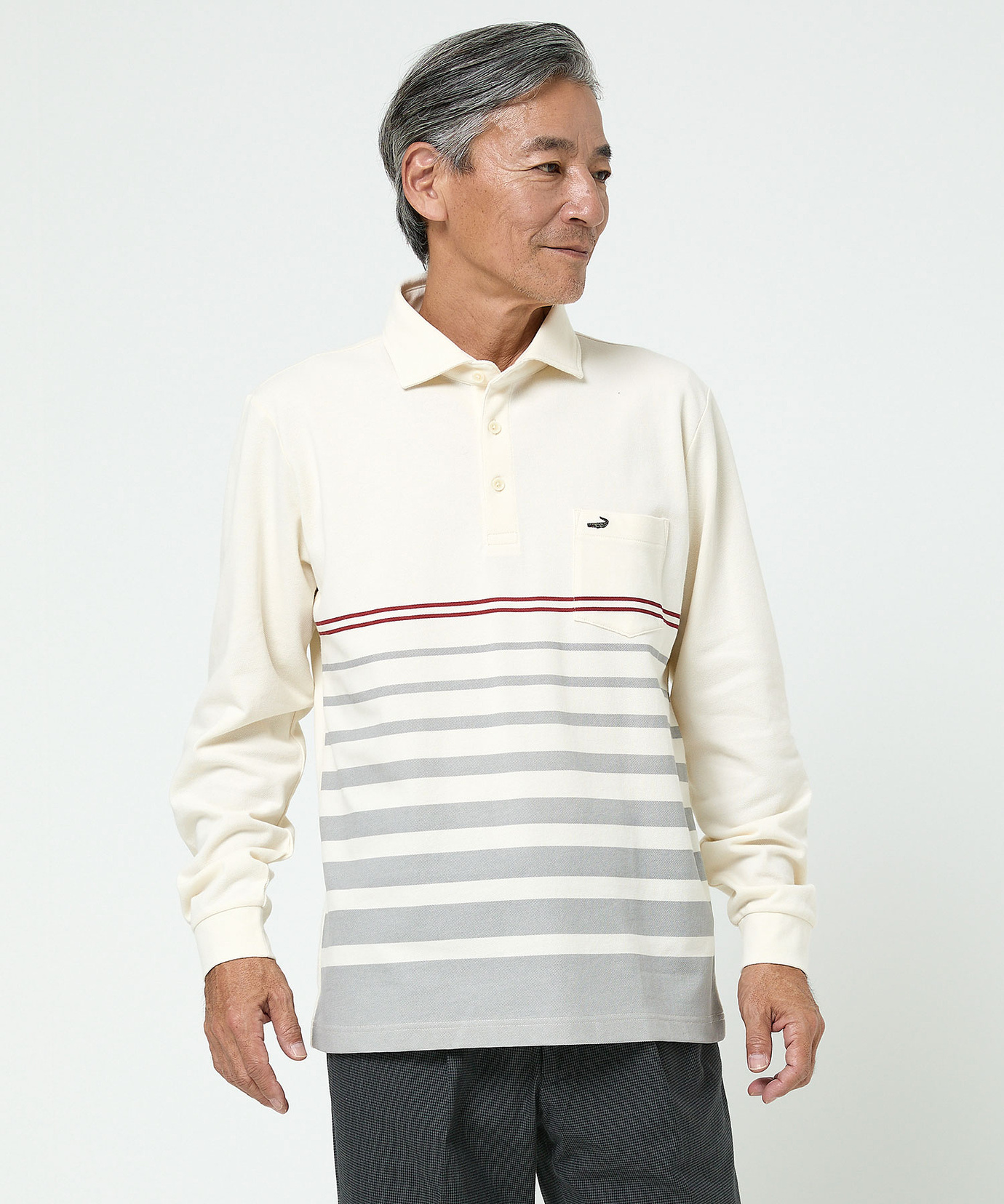 【美品】COMME des GARCONS HOMME 切替ボーダーポロシャツ メンズ ボーダー柄 切り替え ポロシャツ通販 [1002-56201