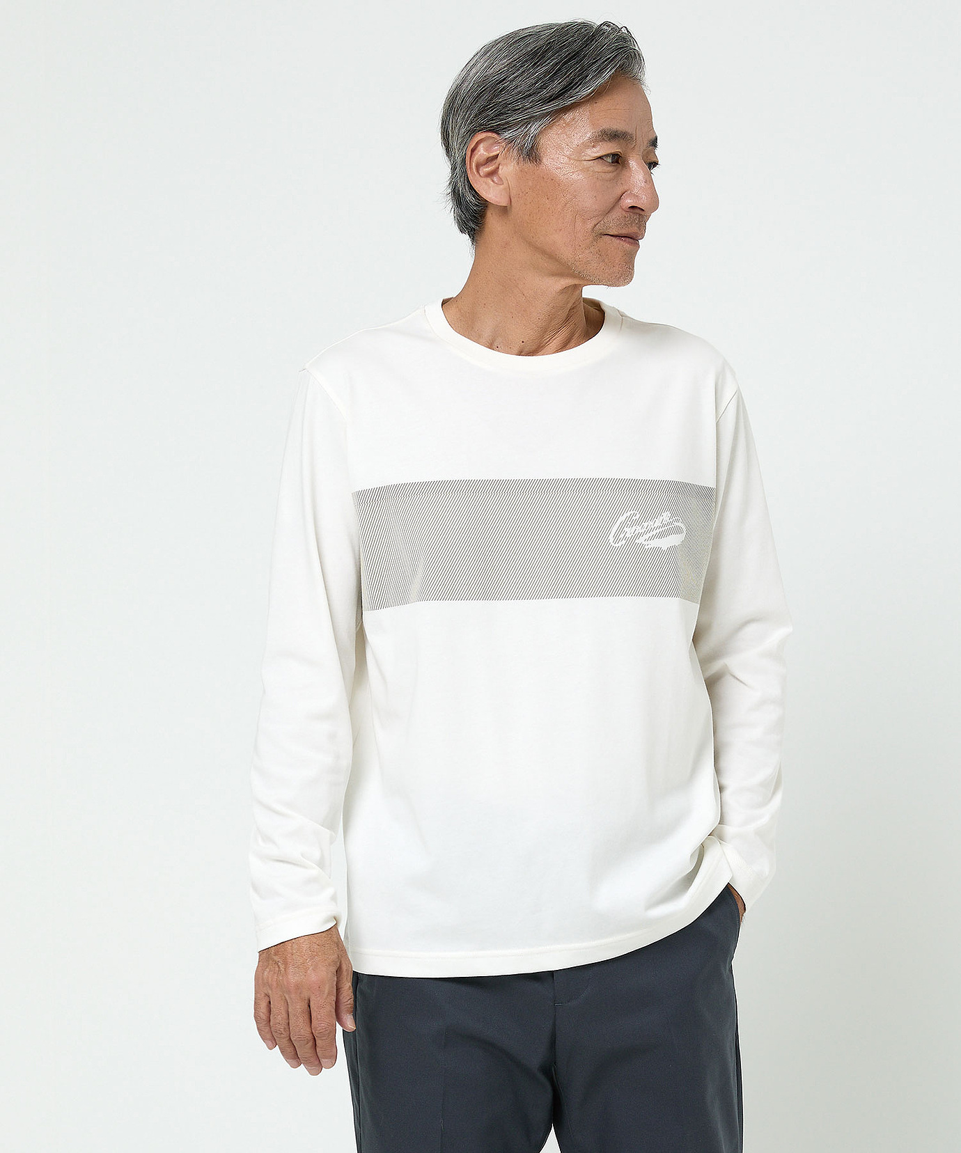 メンズ 胸ライン デザイン 長袖Tシャツ通販 [1002-56202